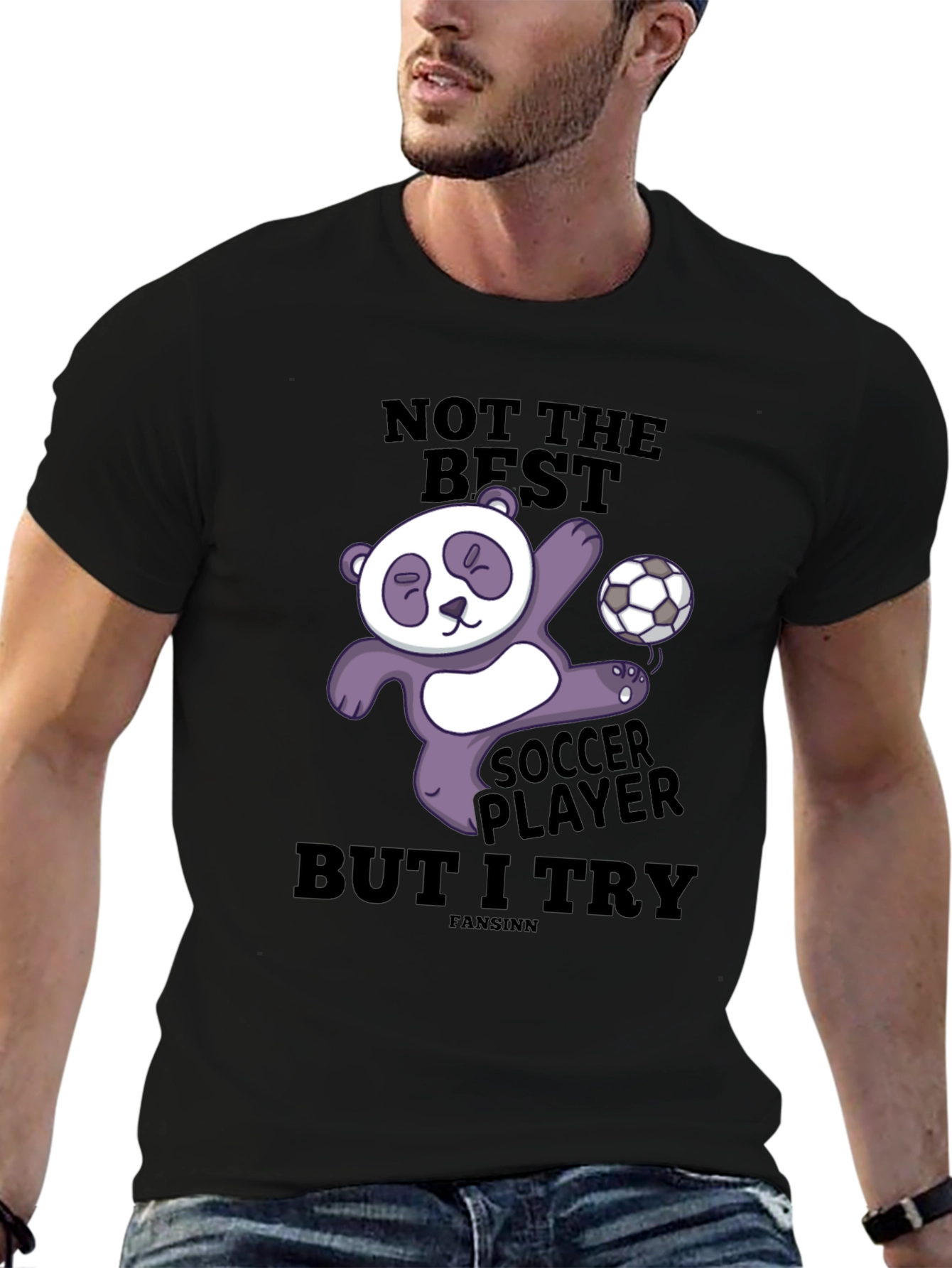Funny Panda Soccer Player Graphic T-Shirt