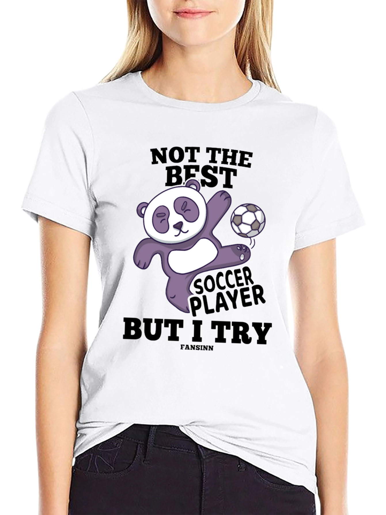 Funny Panda Soccer Player Graphic T-Shirt