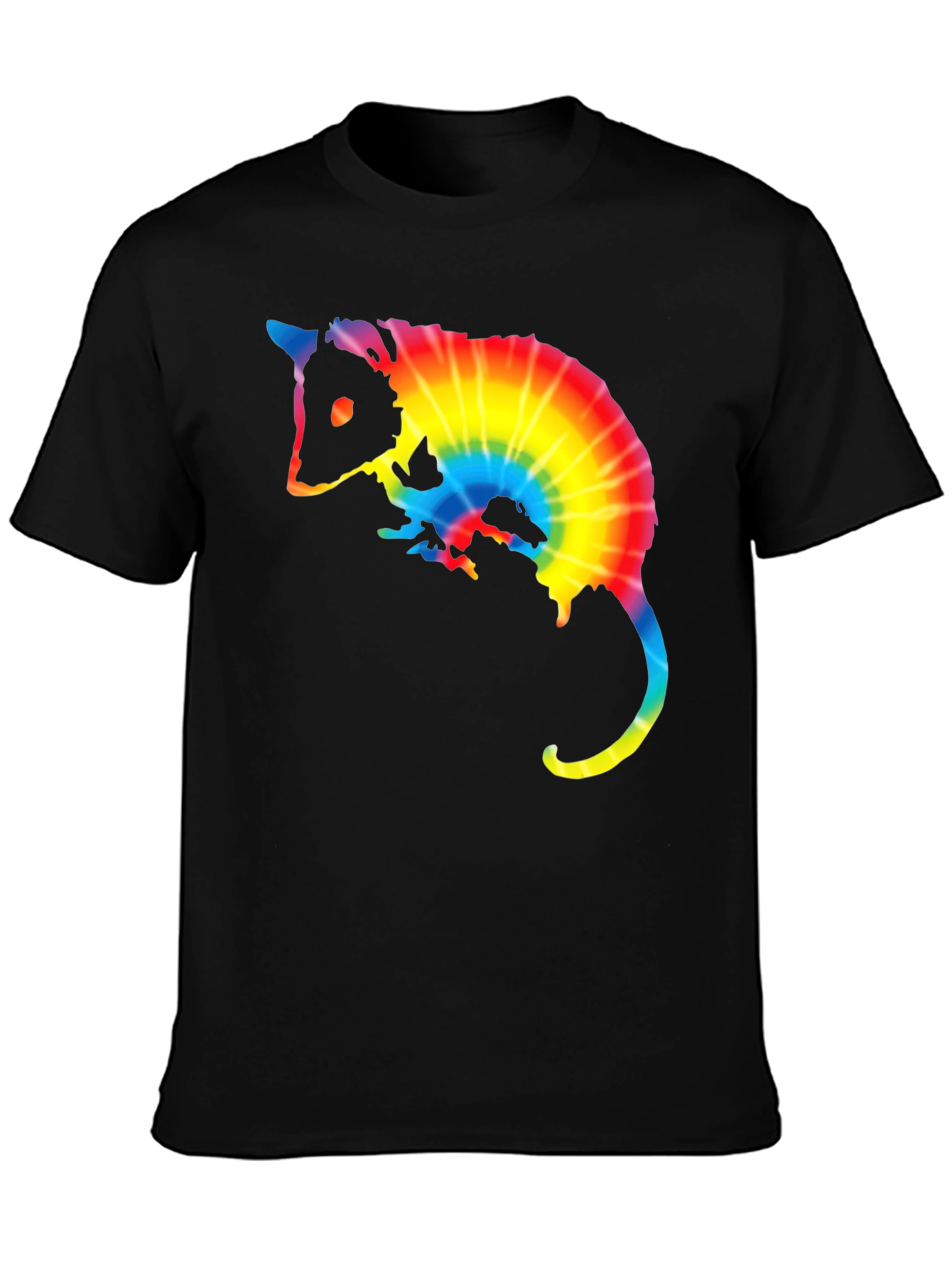 Tie Dye Opossum Graphic Tee - Black