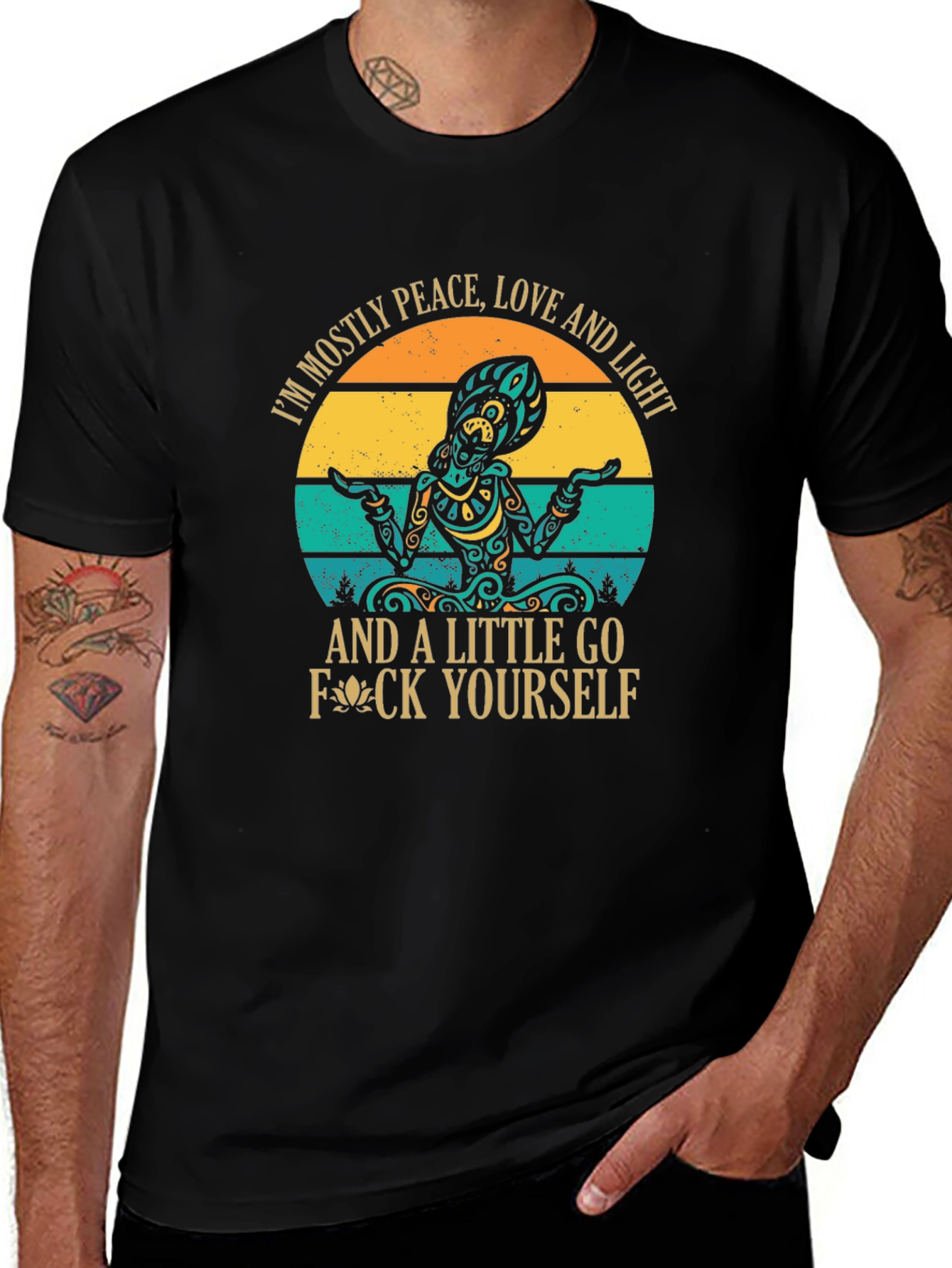 Peace Love Light T-Shirt - Funny Sarcastic Meditation Tee