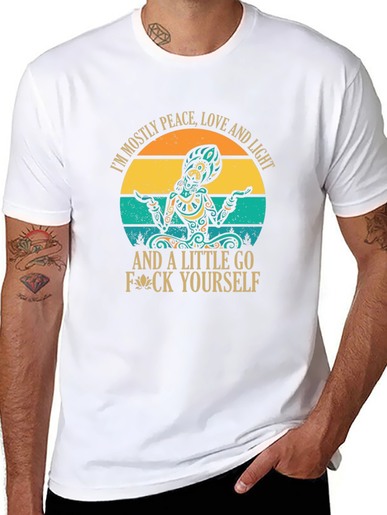 Peace Love Light T-Shirt - Funny Sarcastic Meditation Tee