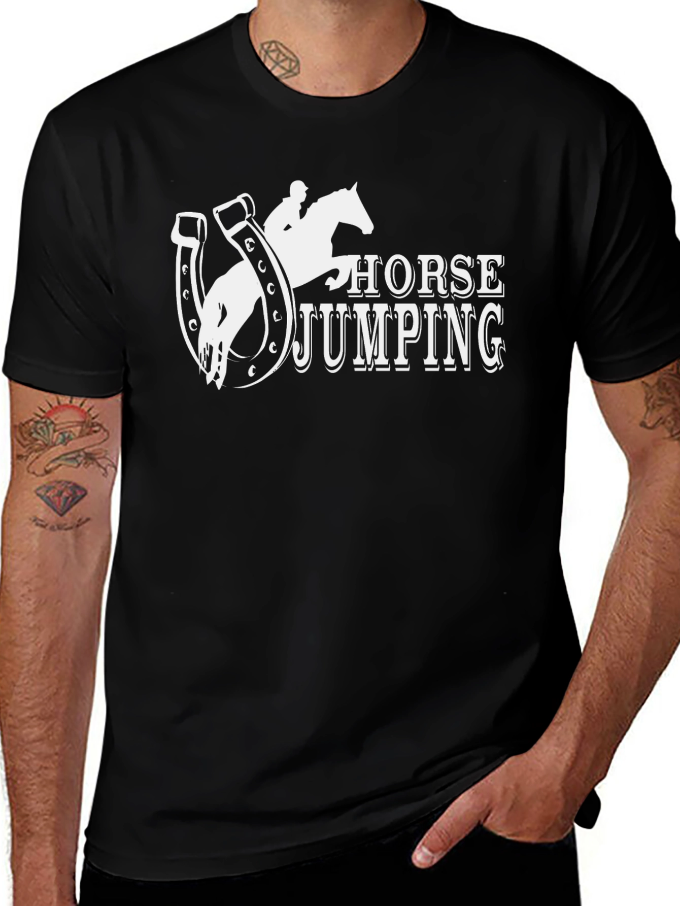 Horse Jumping Graphic Tee - Equestrian Style
