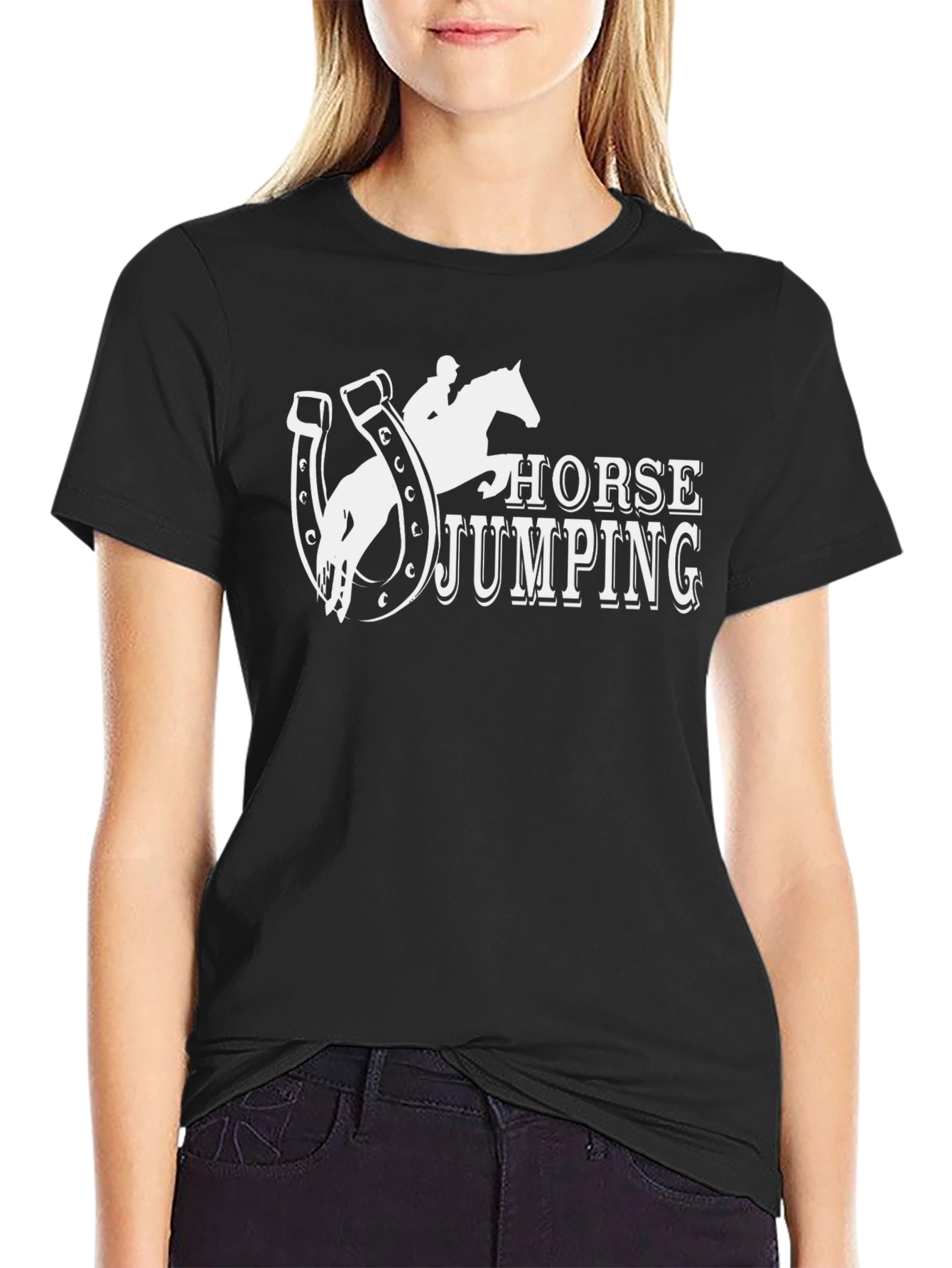 Horse Jumping Graphic Tee - Equestrian Style