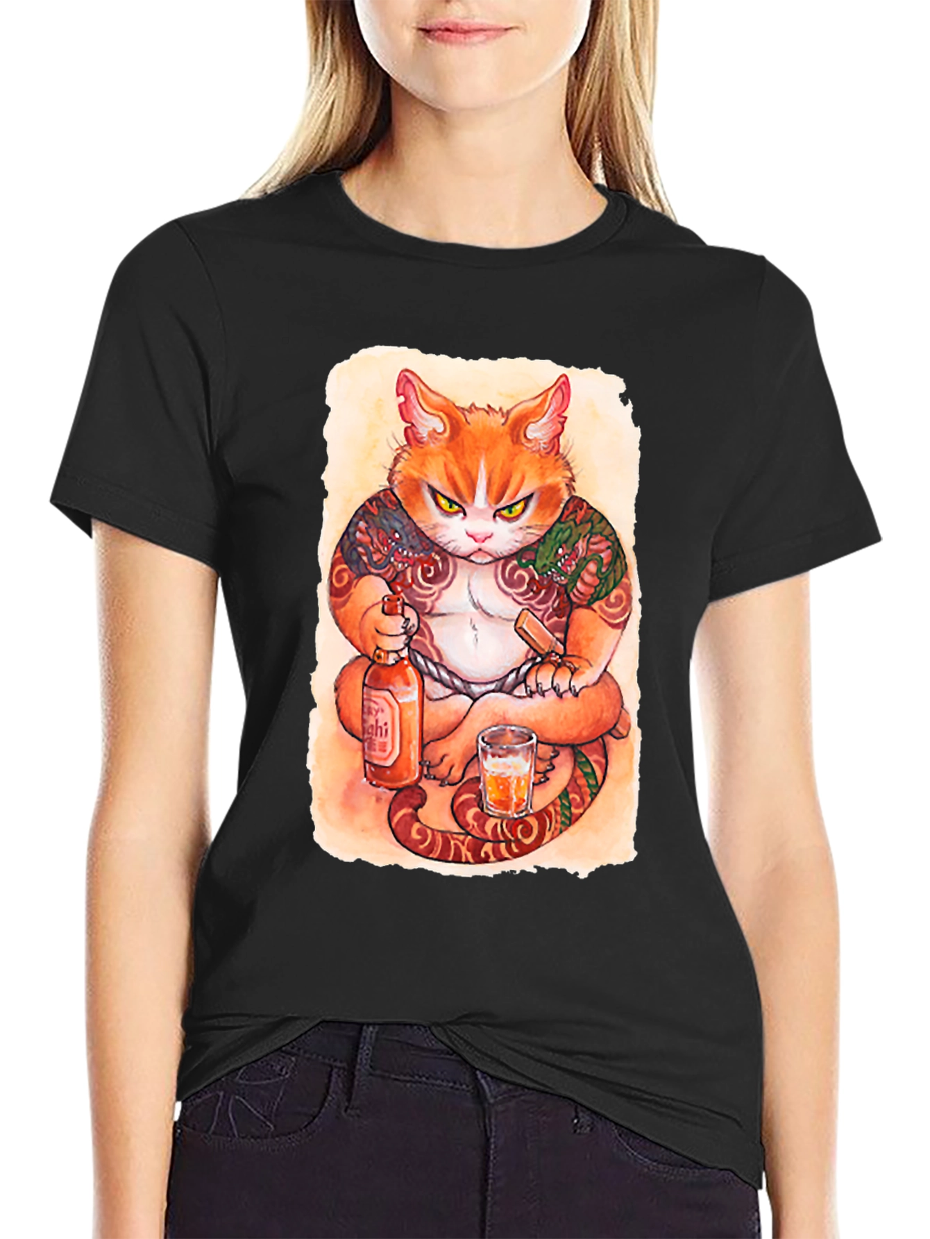 Tattooed Cat T-Shirt - Unique Graphic Tee