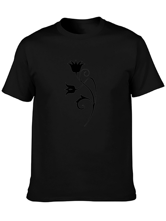 Elegant Black Floral Print T-Shirt