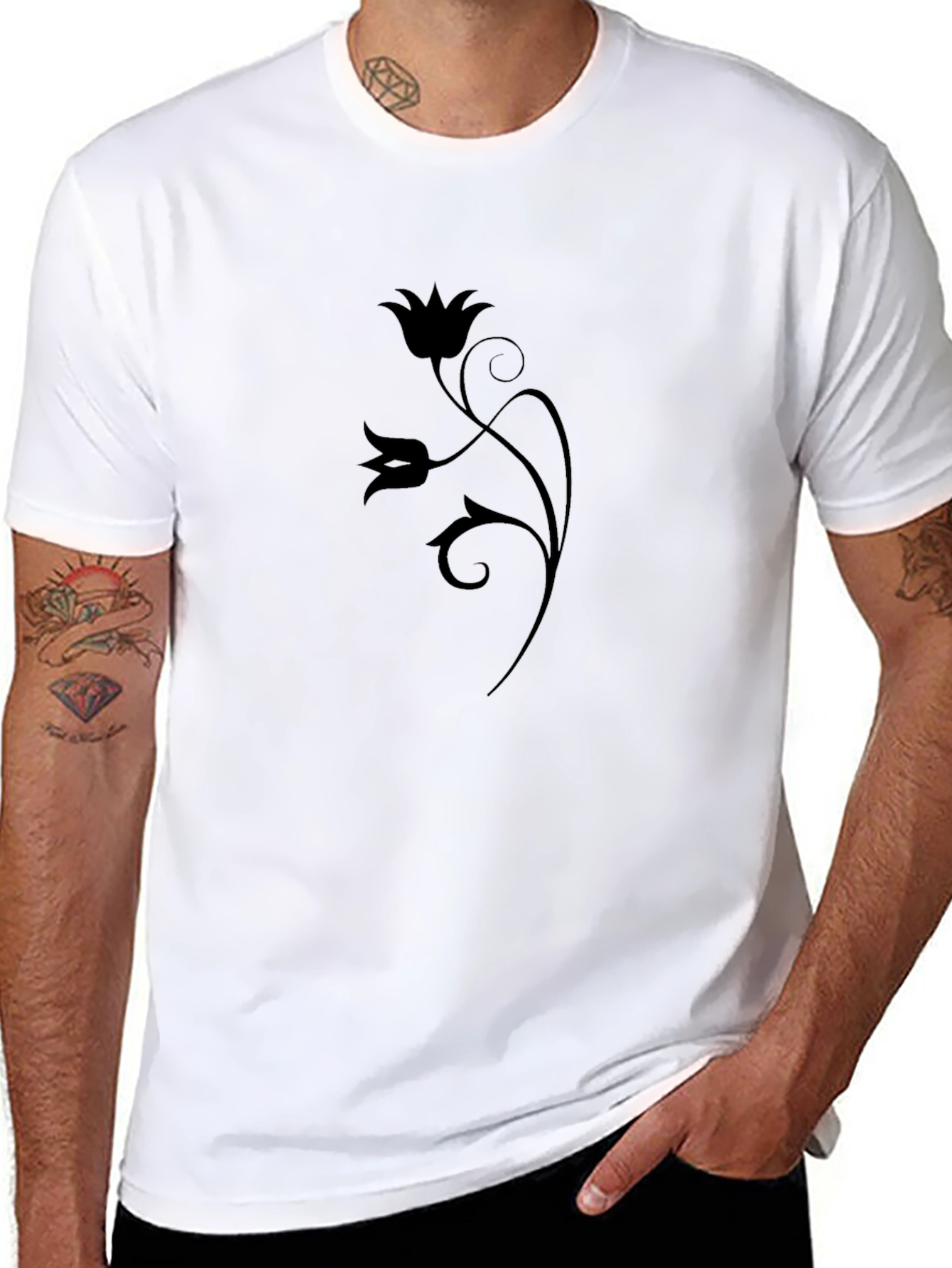 Elegant Black Floral Print T-Shirt