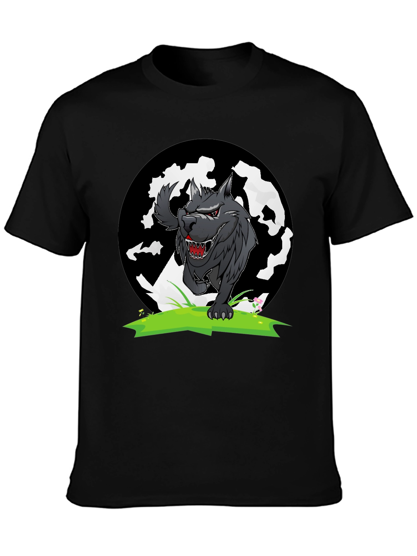 Wolf Graphic Tee - Black Cotton T-Shirt