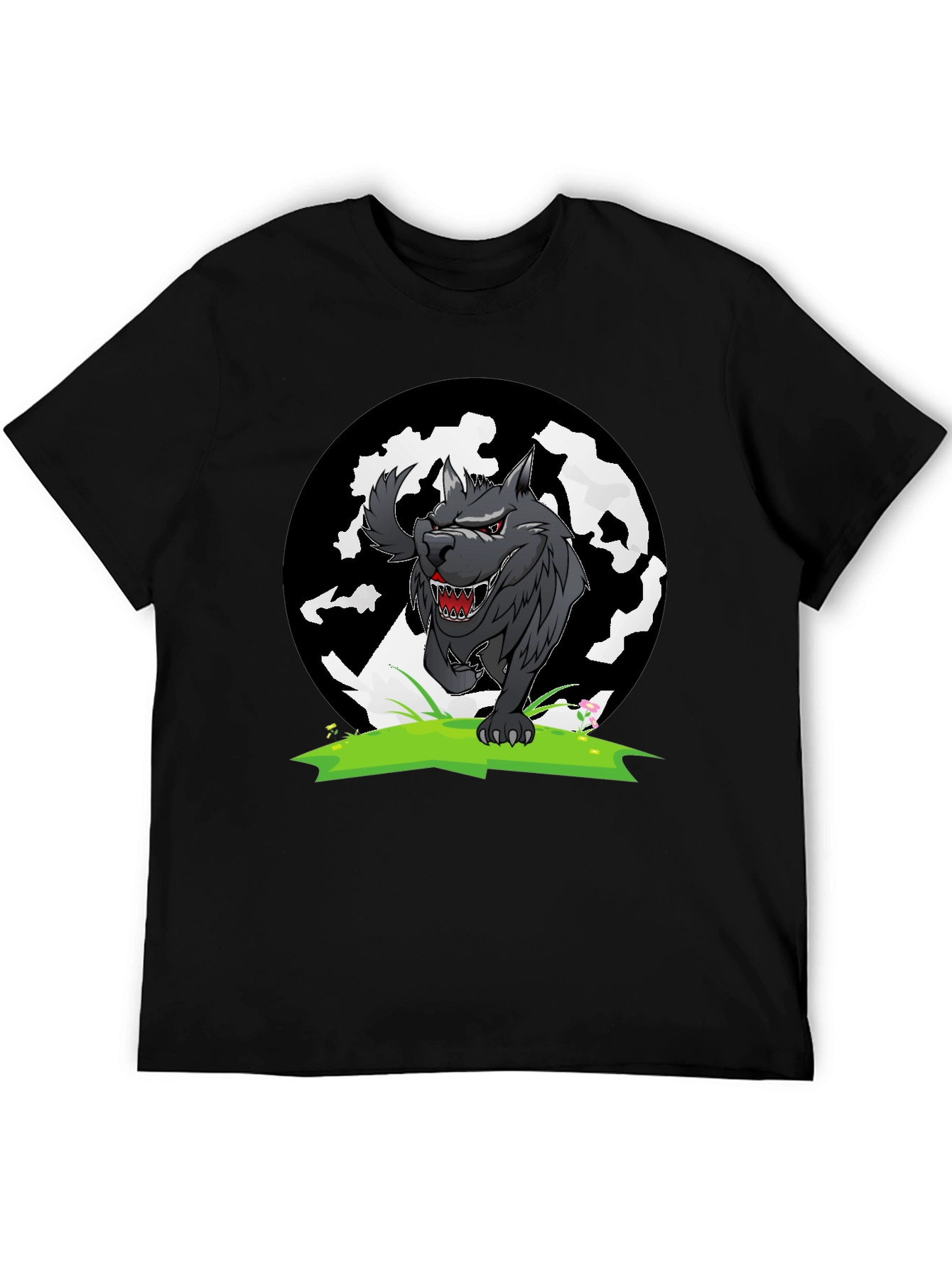 Wolf Graphic Tee - Black Cotton T-Shirt