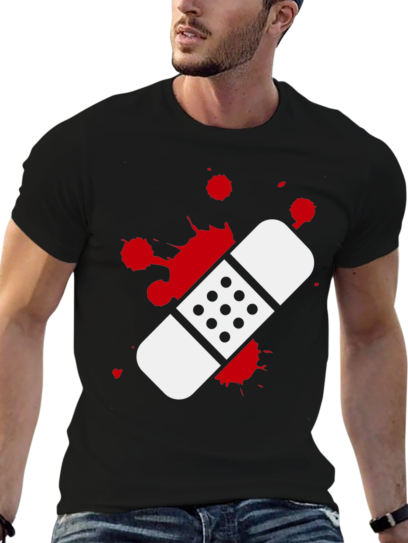 Bandage Graphic T-Shirt - Black Cotton Tee