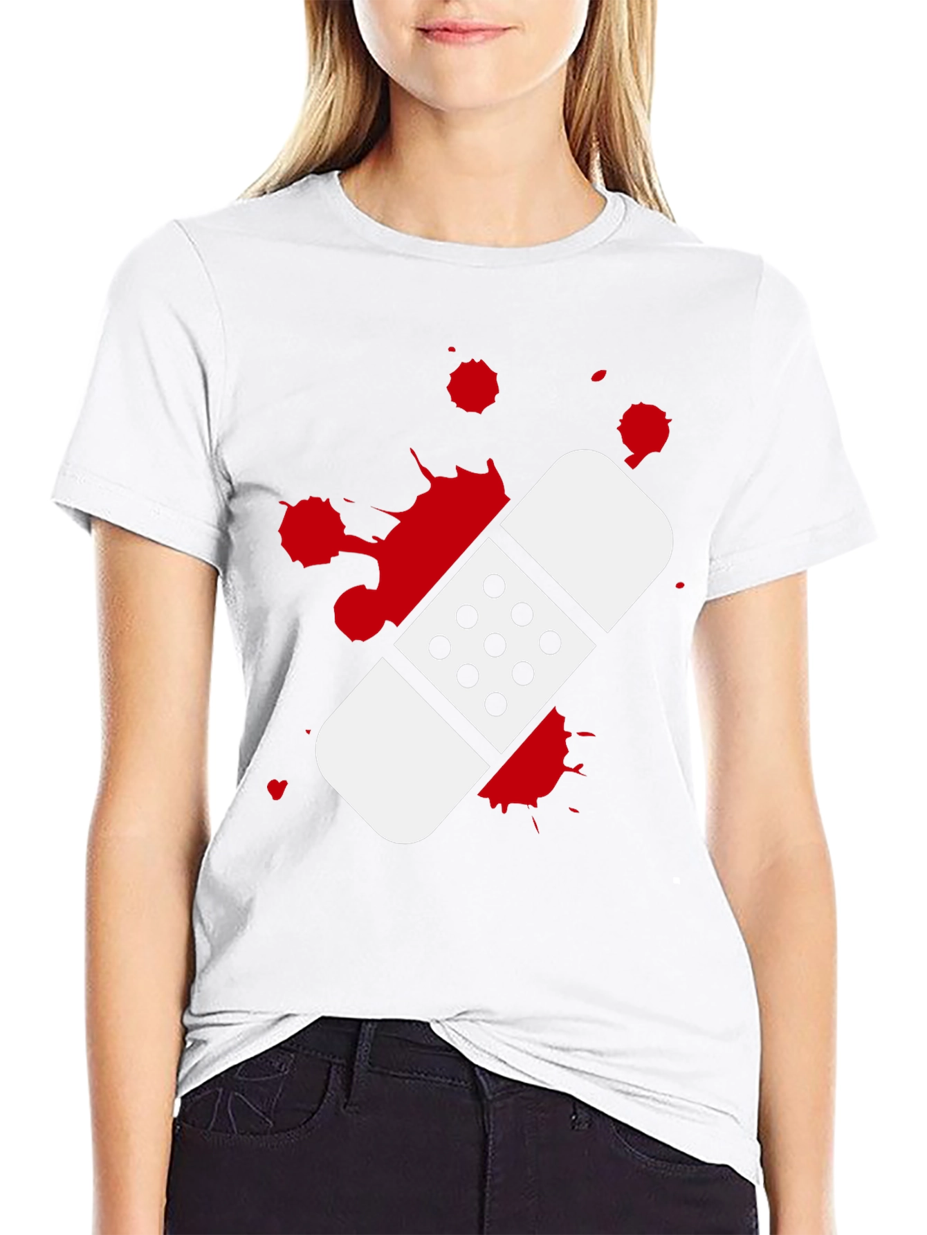 Bandage Graphic T-Shirt - Black Cotton Tee