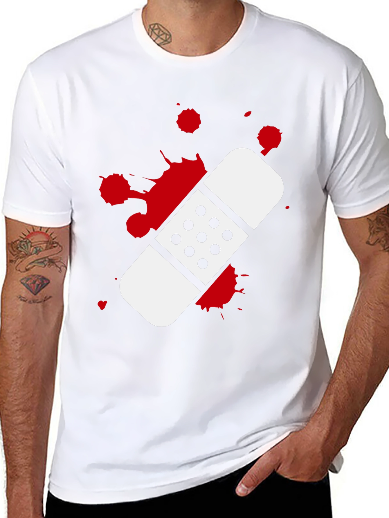 Bandage Graphic T-Shirt - Black Cotton Tee