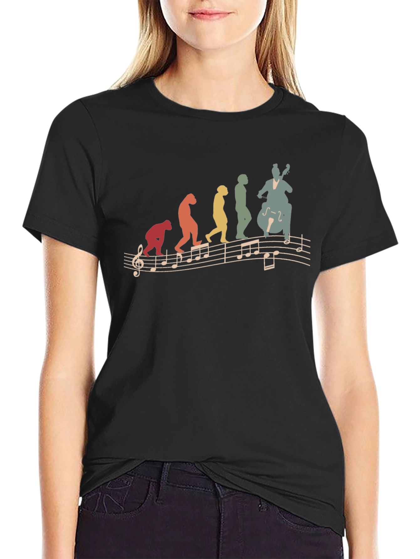 Evolution of Music Mens Black Graphic Tee
