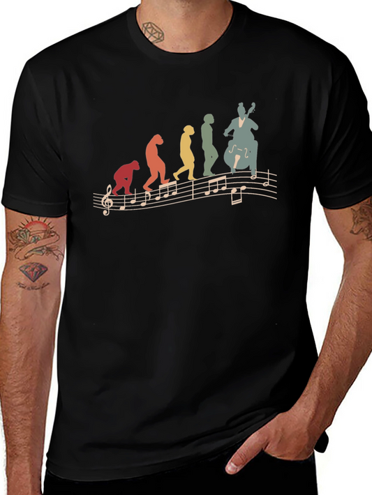 Evolution of Music Mens Black Graphic Tee