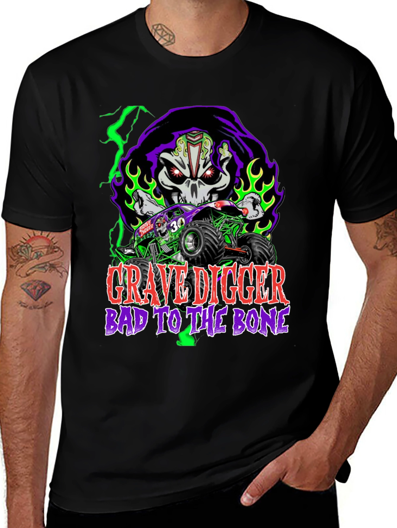 Grave Digger Monster Truck Graphic T-Shirt