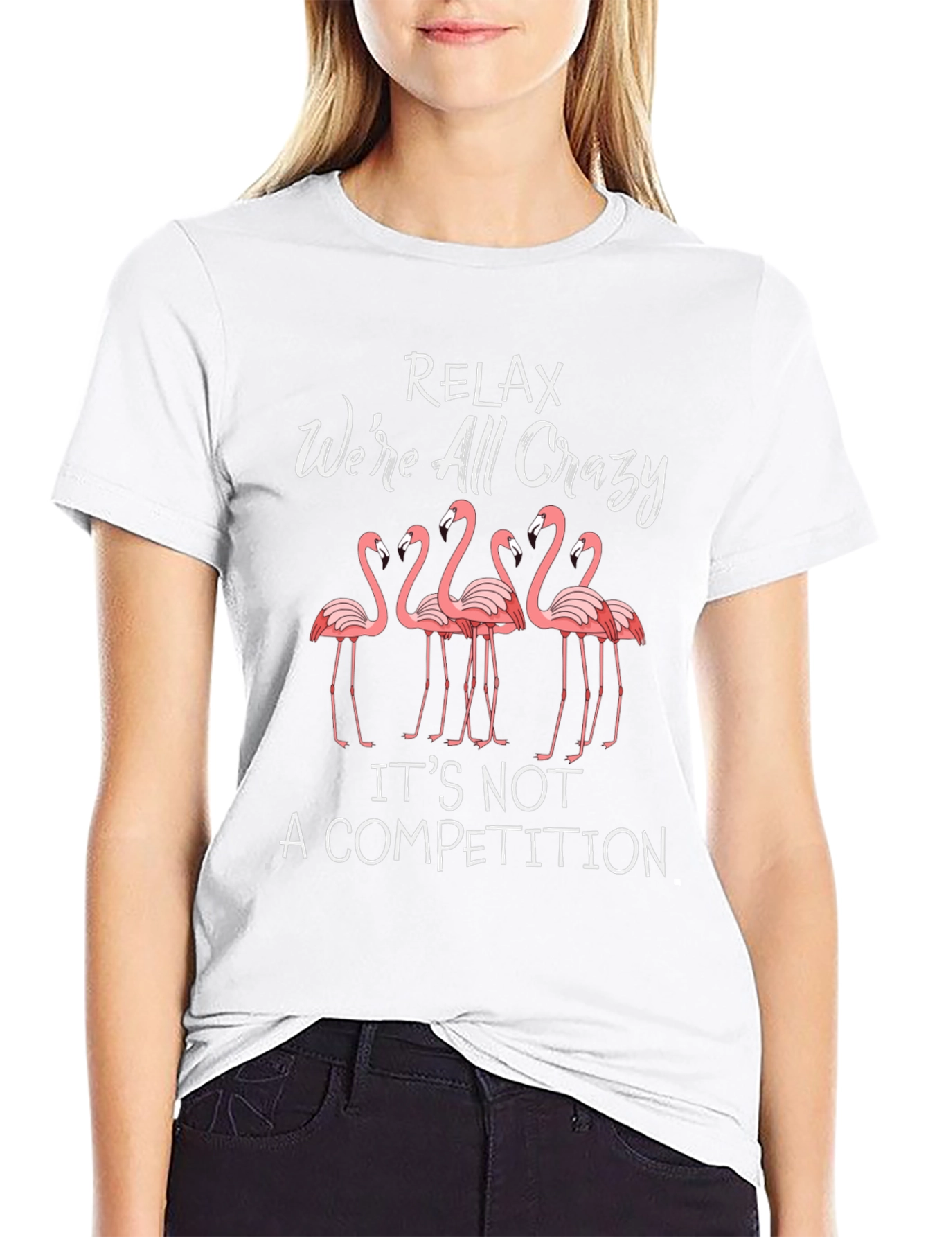 Relax Crazy Flamingo T-Shirt - Funny Animal Graphic Tee