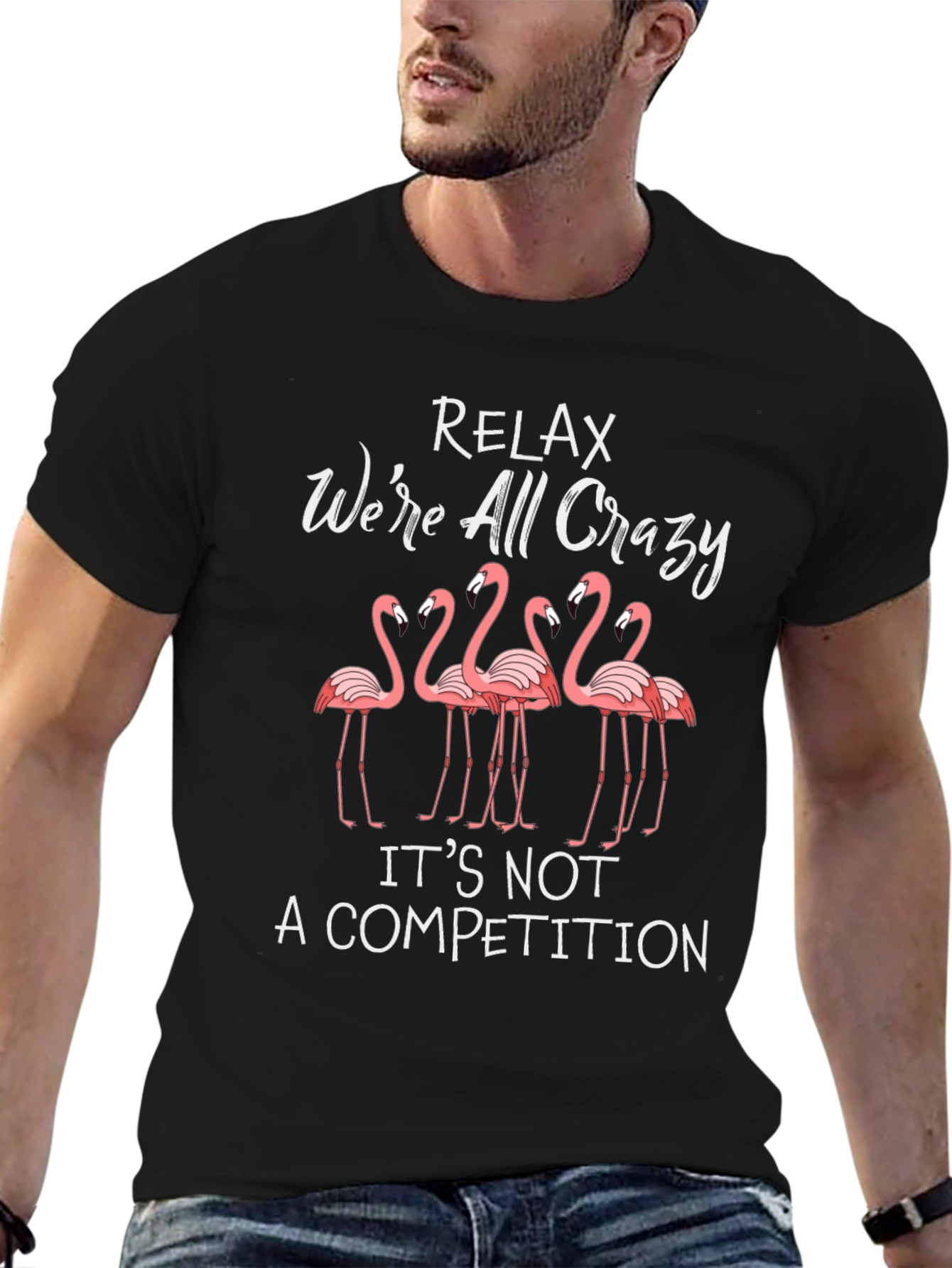 Relax Crazy Flamingo T-Shirt - Funny Animal Graphic Tee