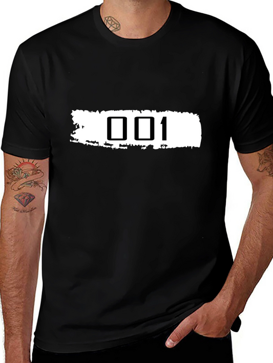Black Graphic Tee - White Stripe 001 Design