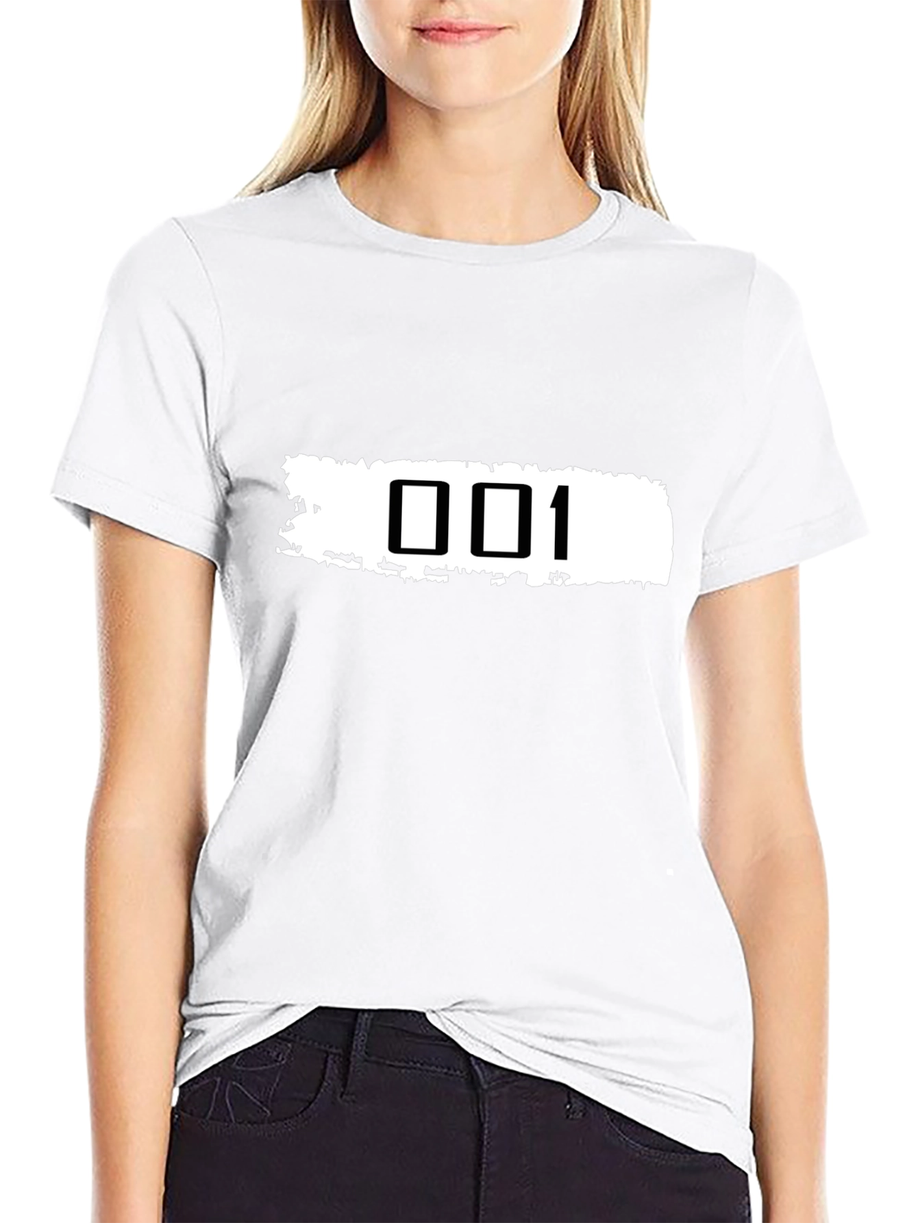 Black Graphic Tee - White Stripe 001 Design