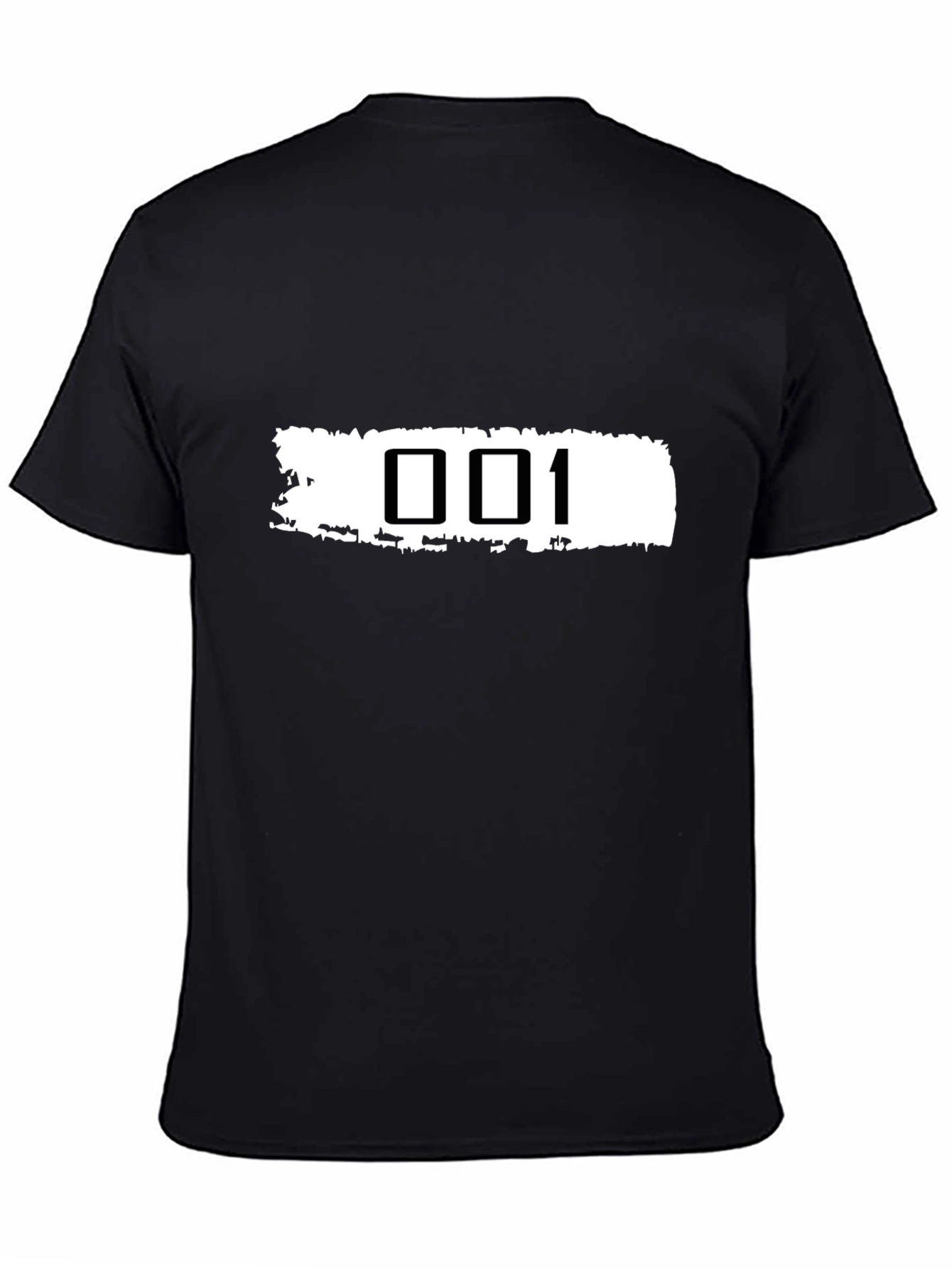 Black Graphic Tee - White Stripe 001 Design