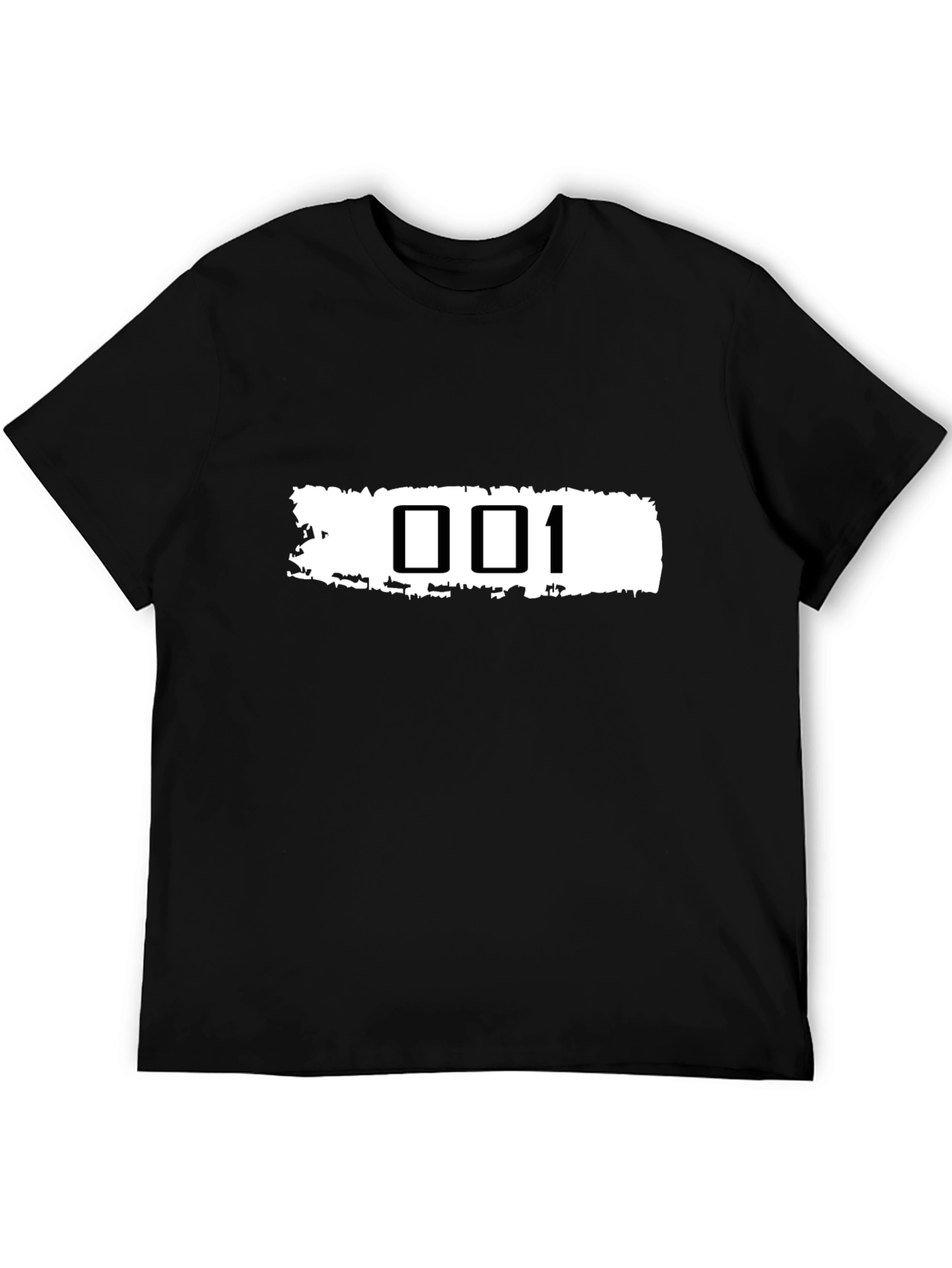 Black Graphic Tee - White Stripe 001 Design