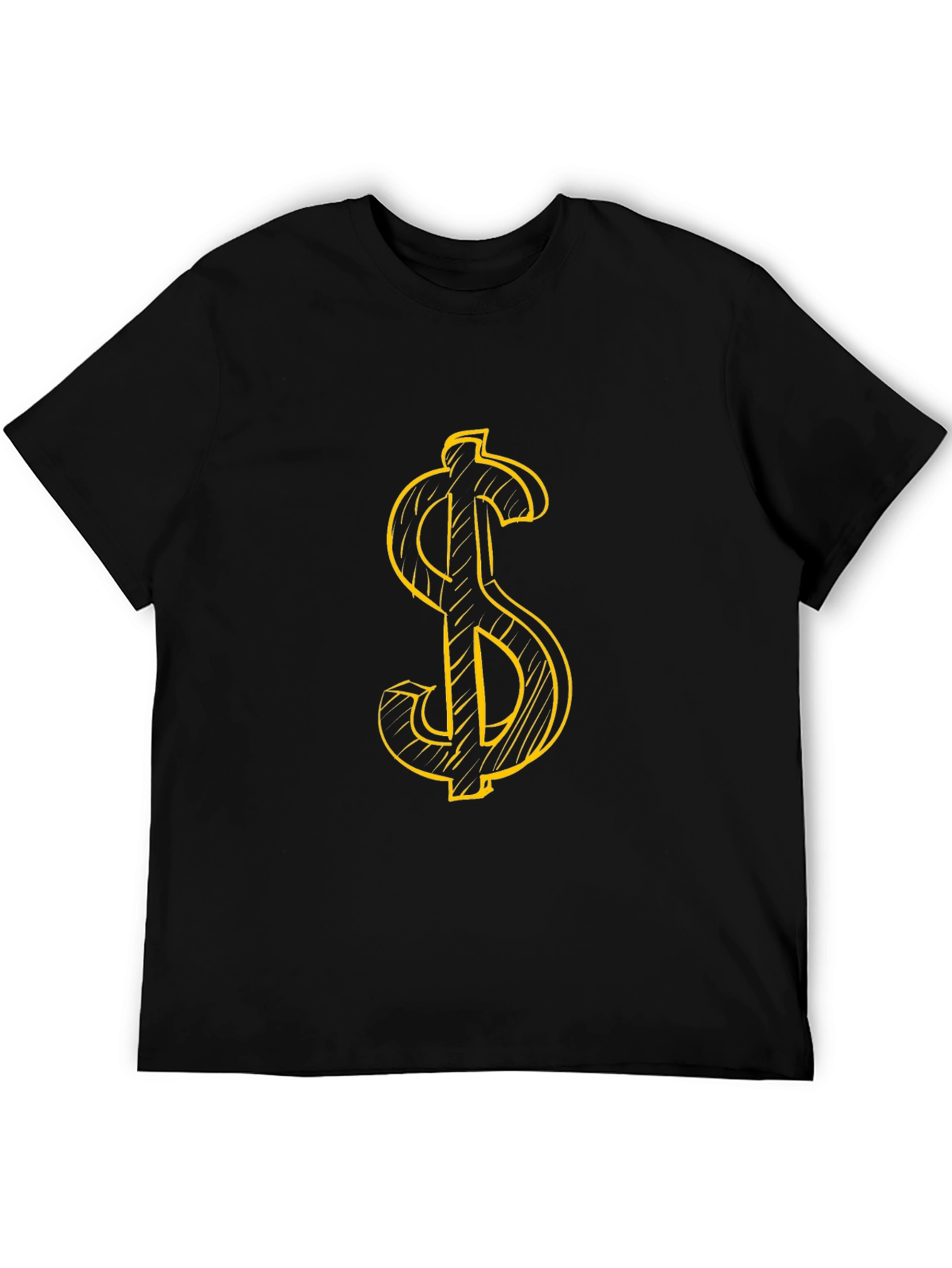 Dollar Sign Graphic Tee - Black Cotton T-Shirt