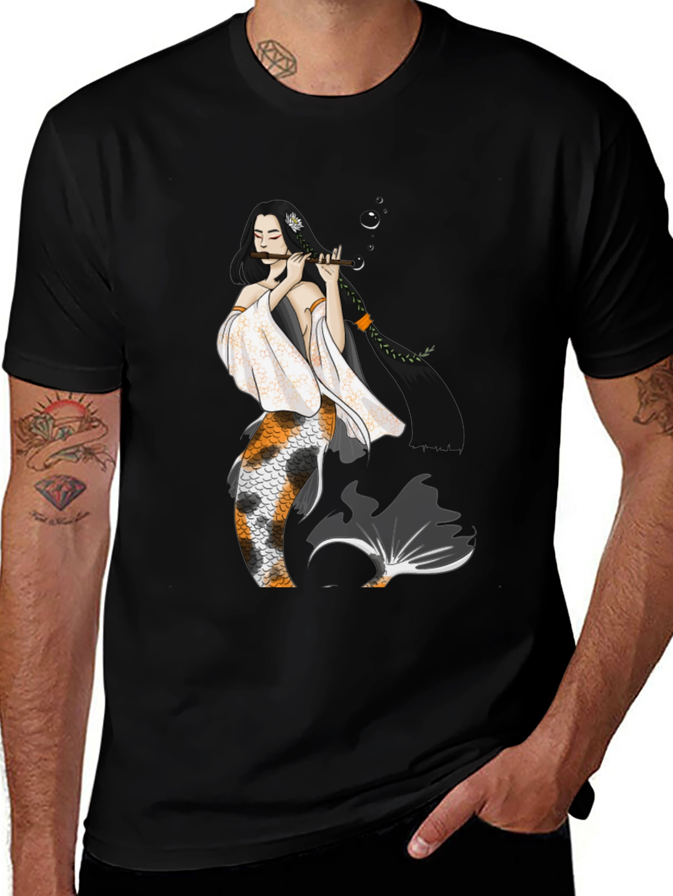 Koi Mermaid Musician Graphic T-Shirt