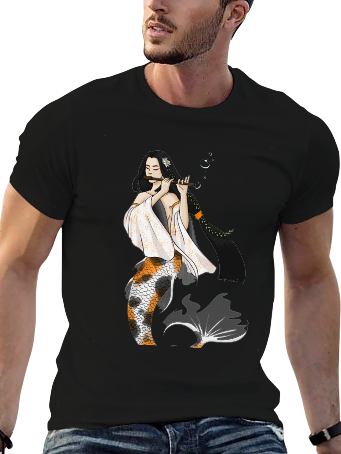 Koi Mermaid Musician Graphic T-Shirt