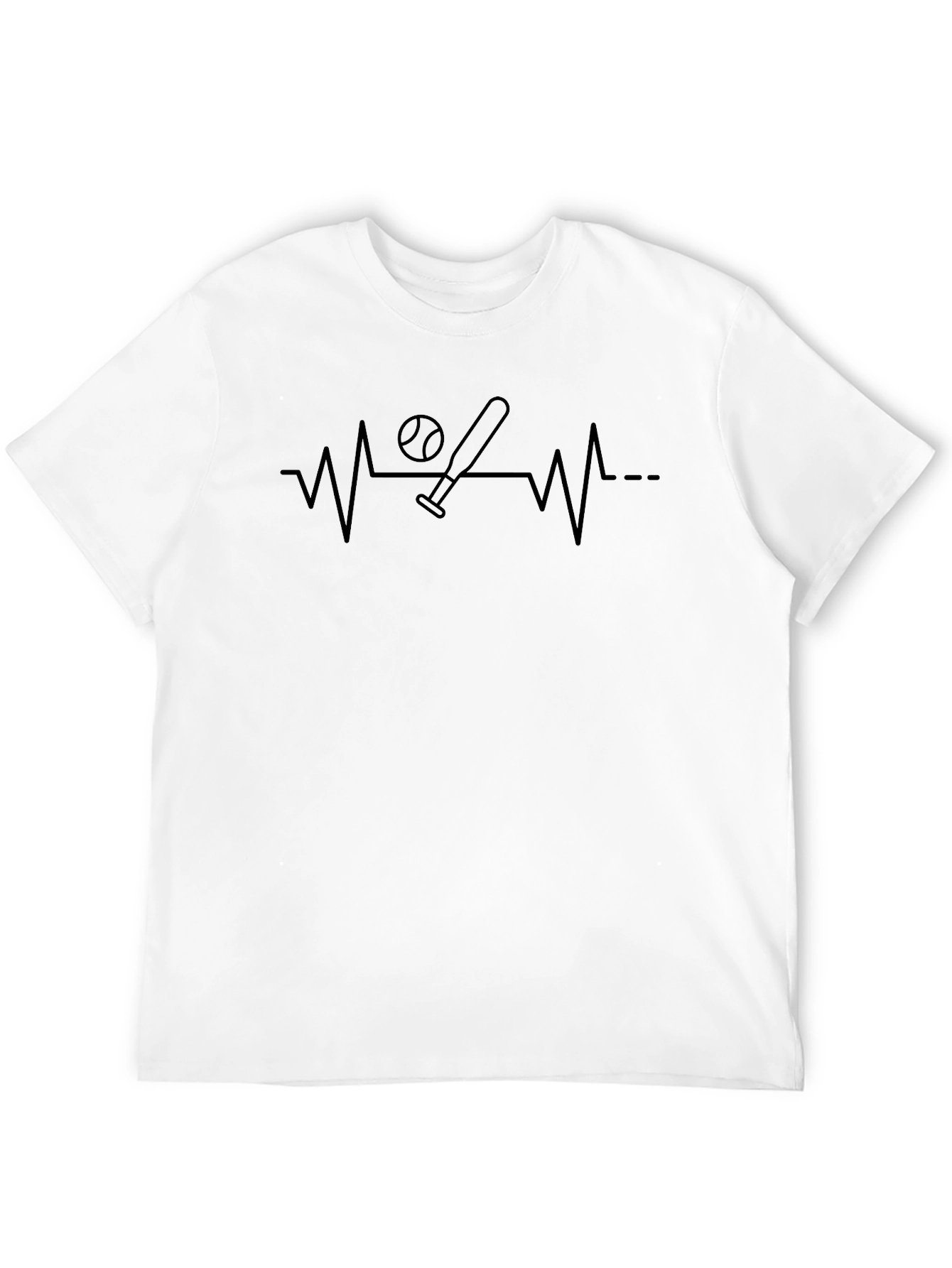 Baseball Heartbeat T-Shirt - Black