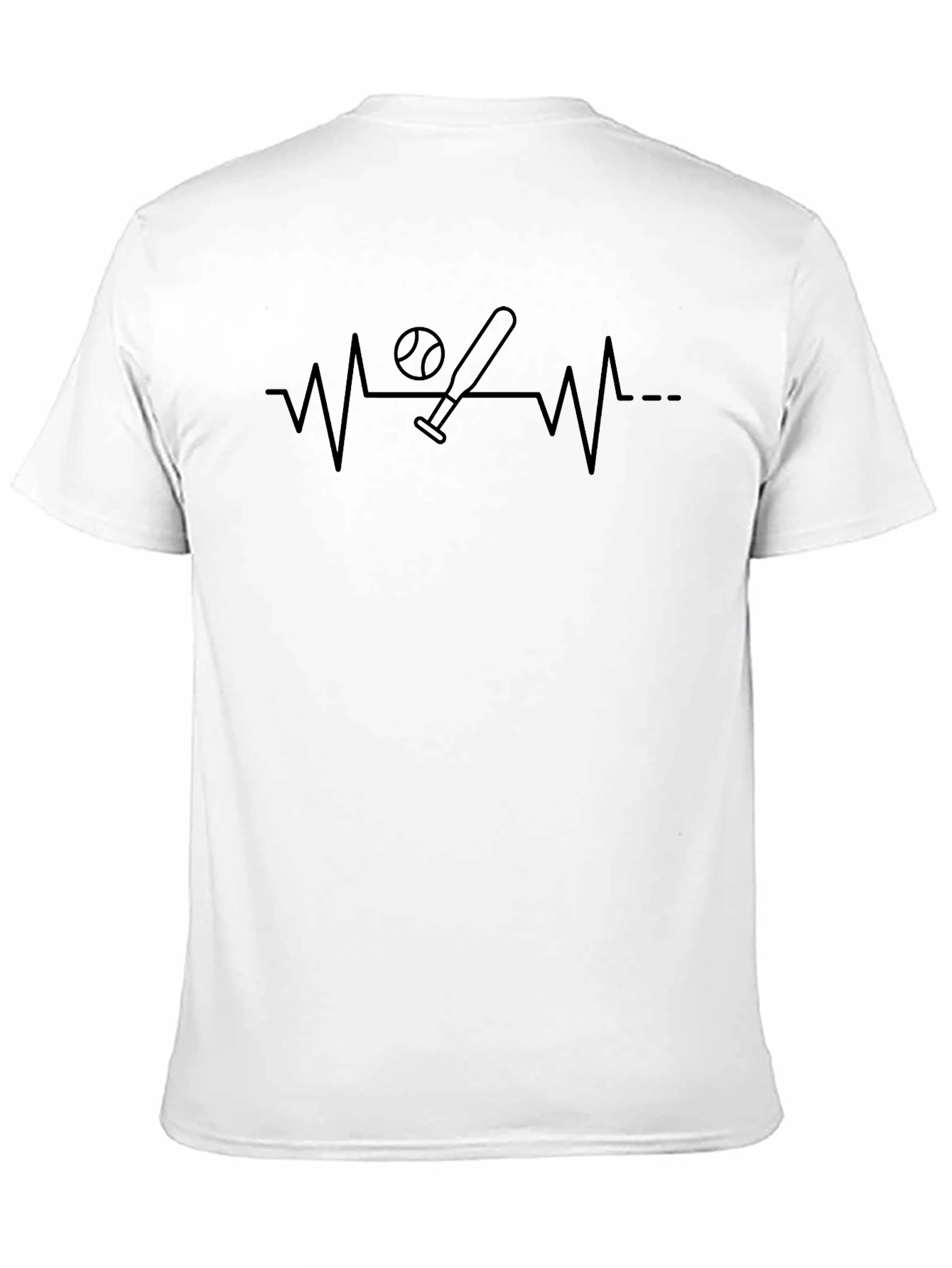 Baseball Heartbeat T-Shirt - Black
