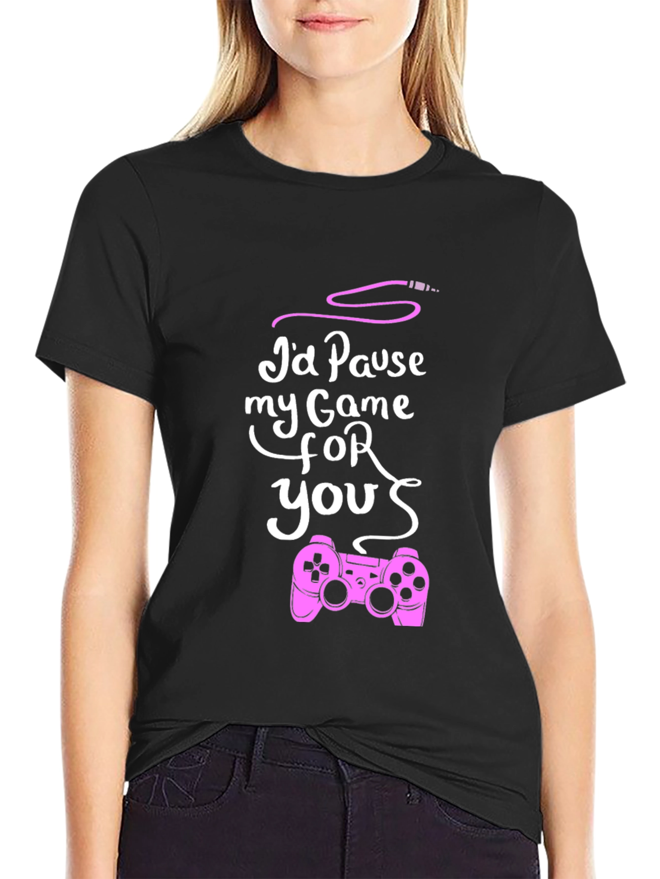 Id Pause My Game For You Black T-Shirt