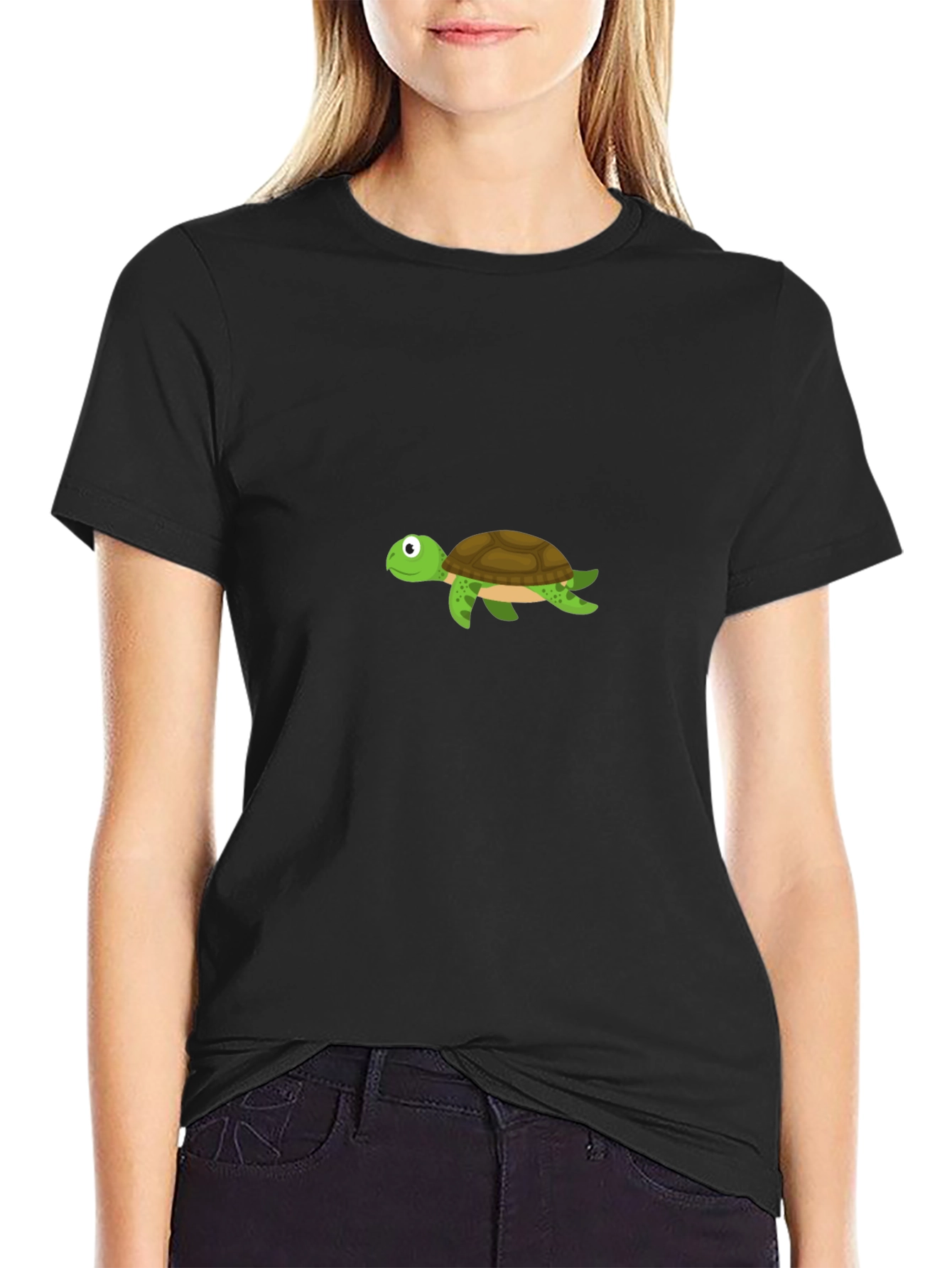 Cartoon Turtle Black T-Shirt