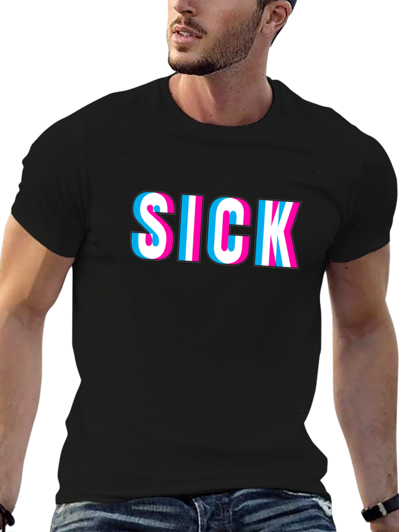 Sick 3D Effect Black Graphic Tee