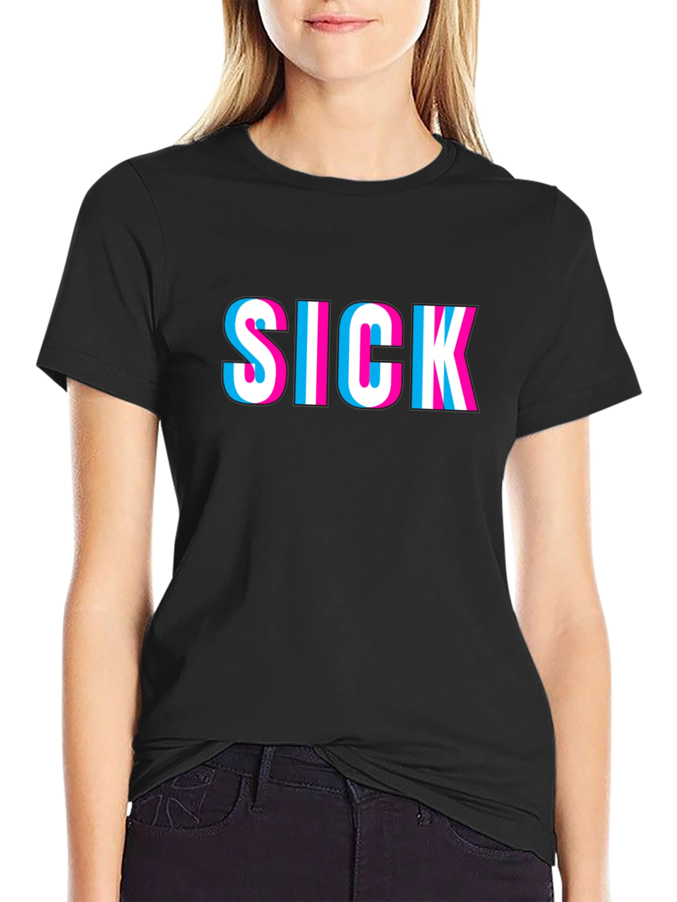 Sick 3D Effect Black Graphic Tee