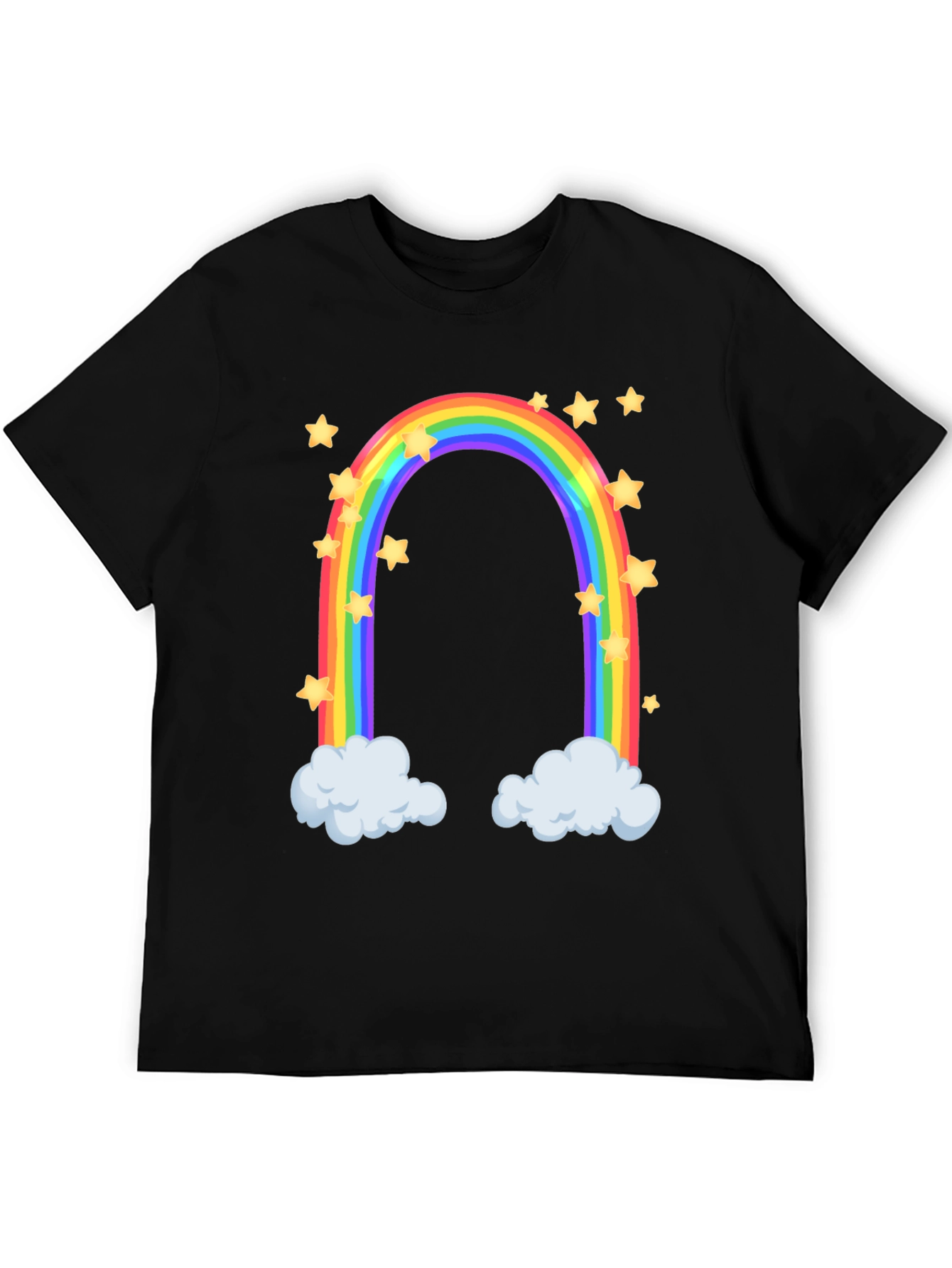 Rainbow Star Cloud Graphic Black T-Shirt
