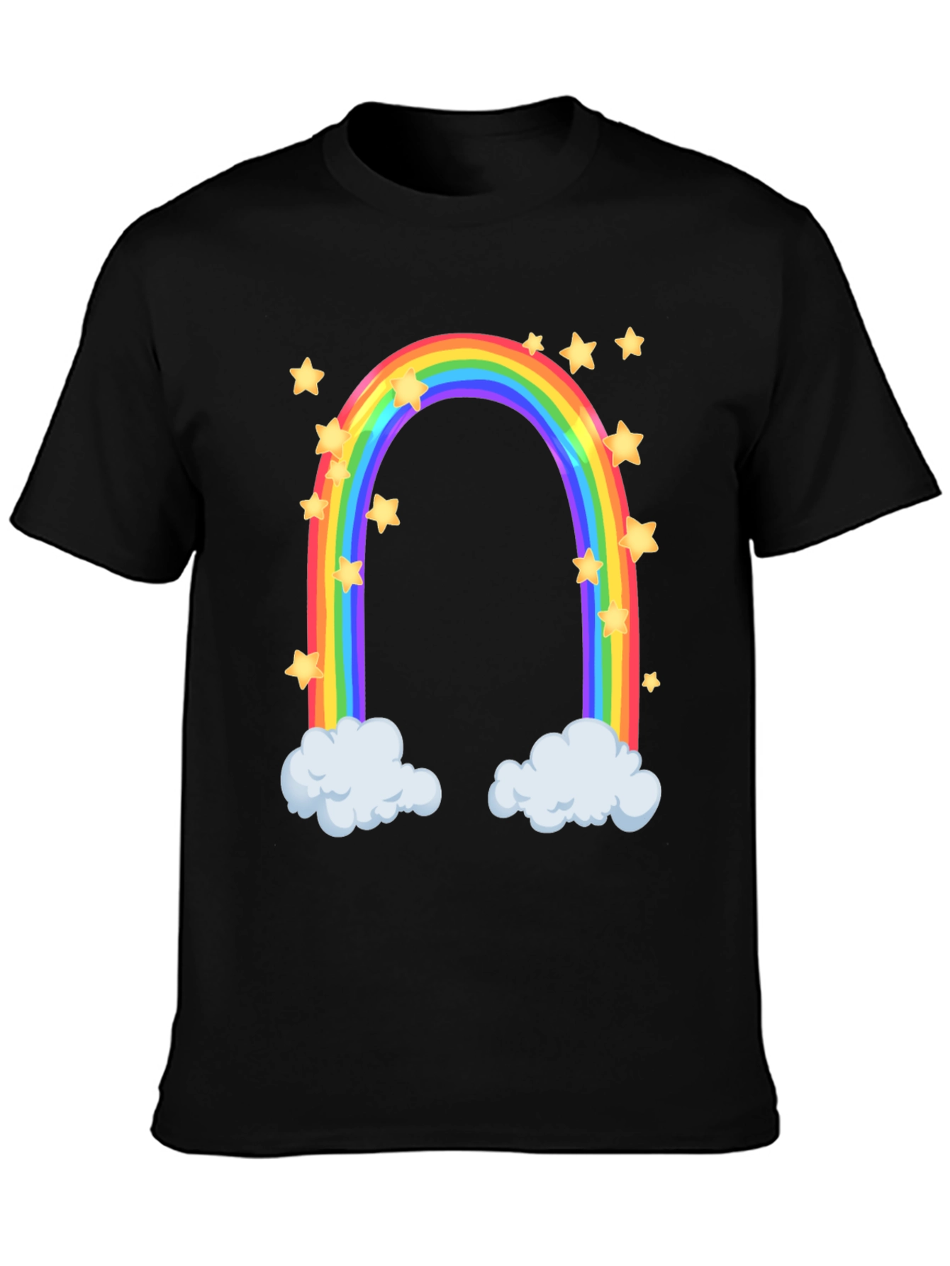 Rainbow Star Cloud Graphic Black T-Shirt