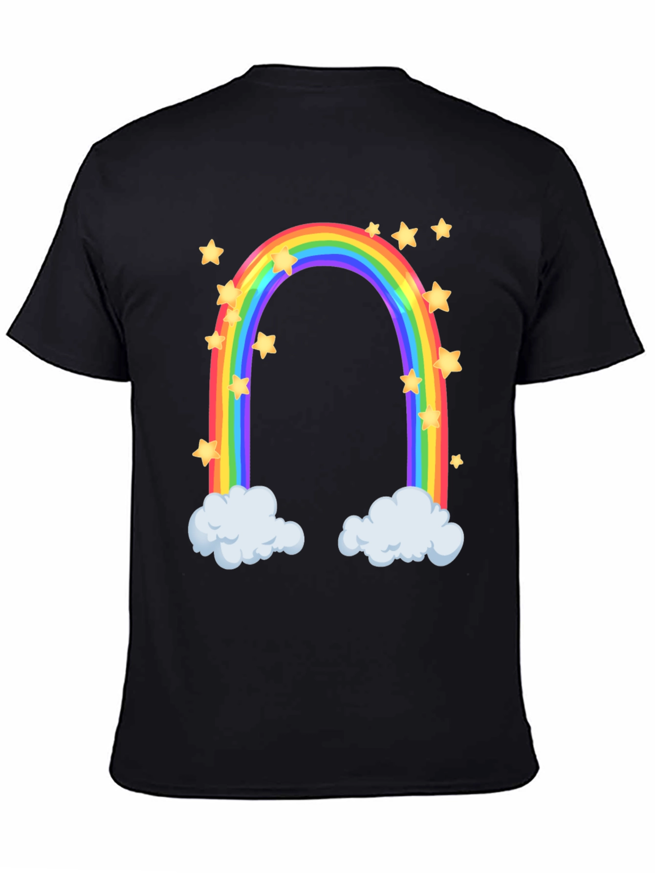 Rainbow Star Cloud Graphic Black T-Shirt