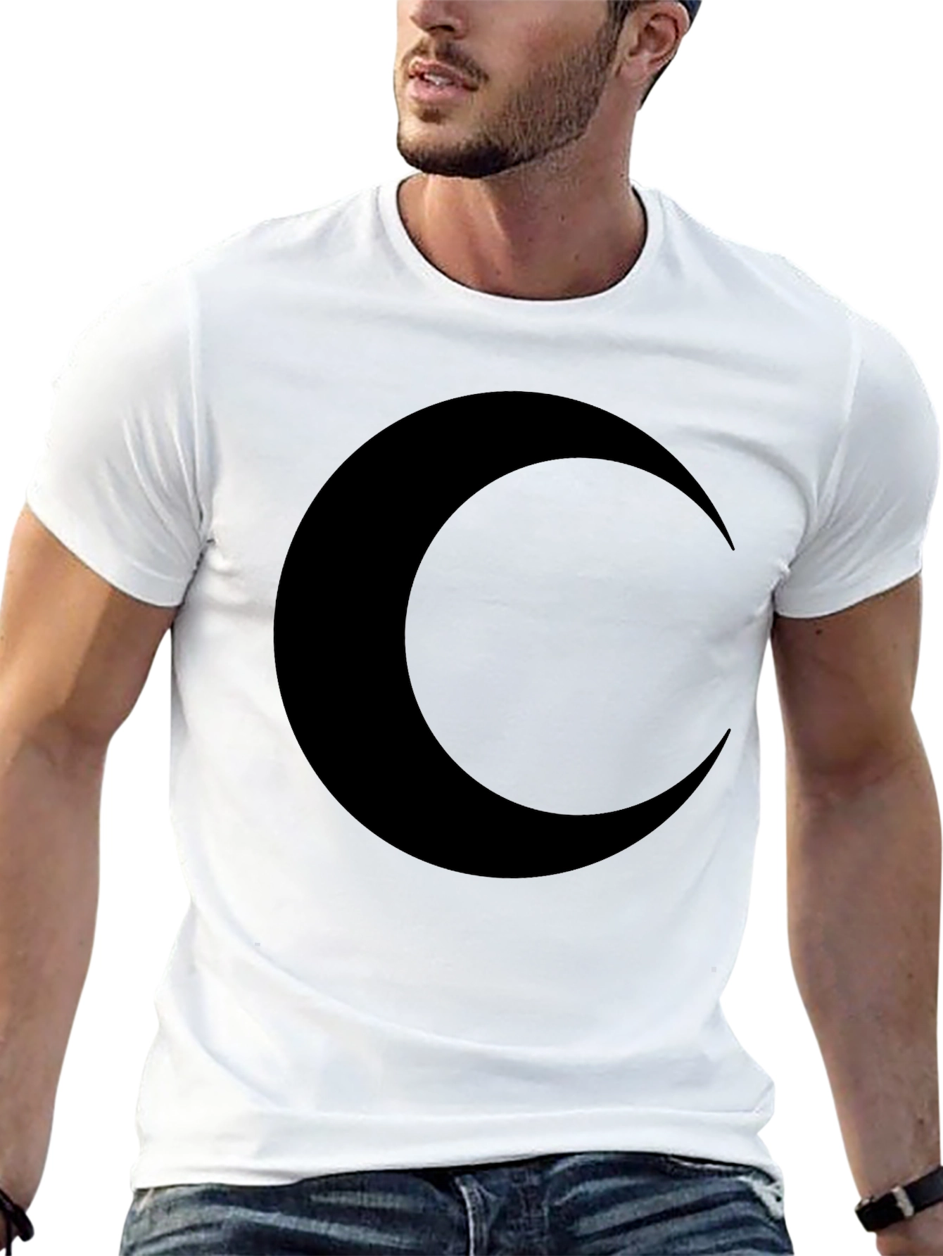 Crescent Moon Graphic T-Shirt - Black