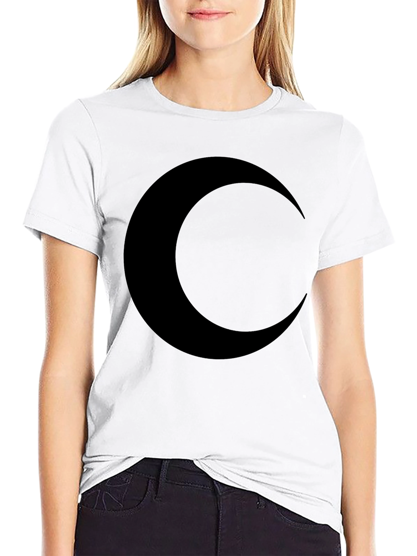 Crescent Moon Graphic T-Shirt - Black