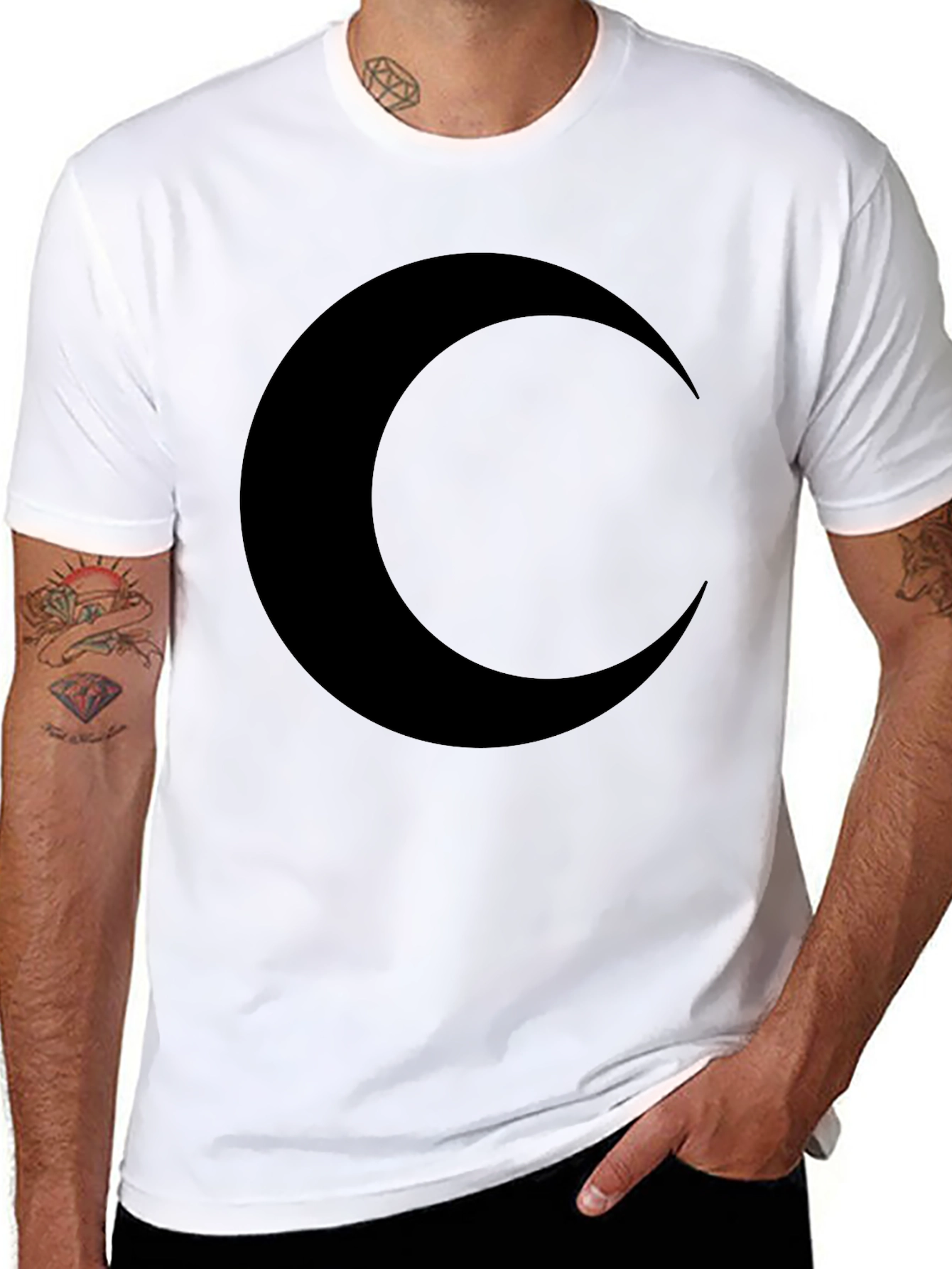 Crescent Moon Graphic T-Shirt - Black