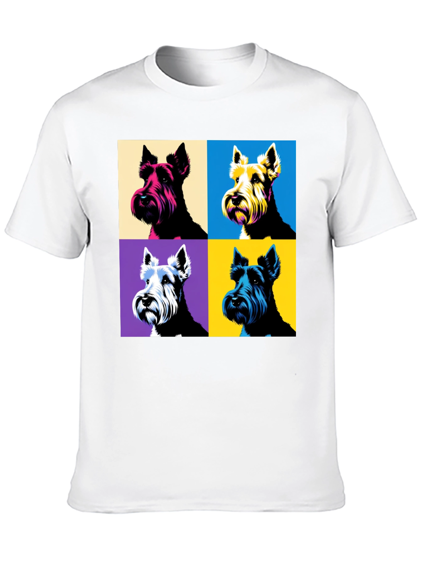 Pop Art Dog Print Black T-Shirt