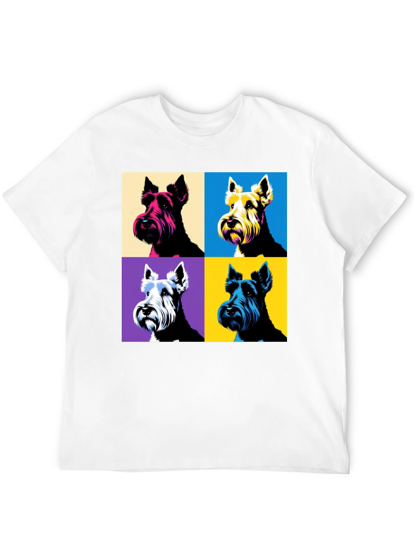 Pop Art Dog Print Black T-Shirt