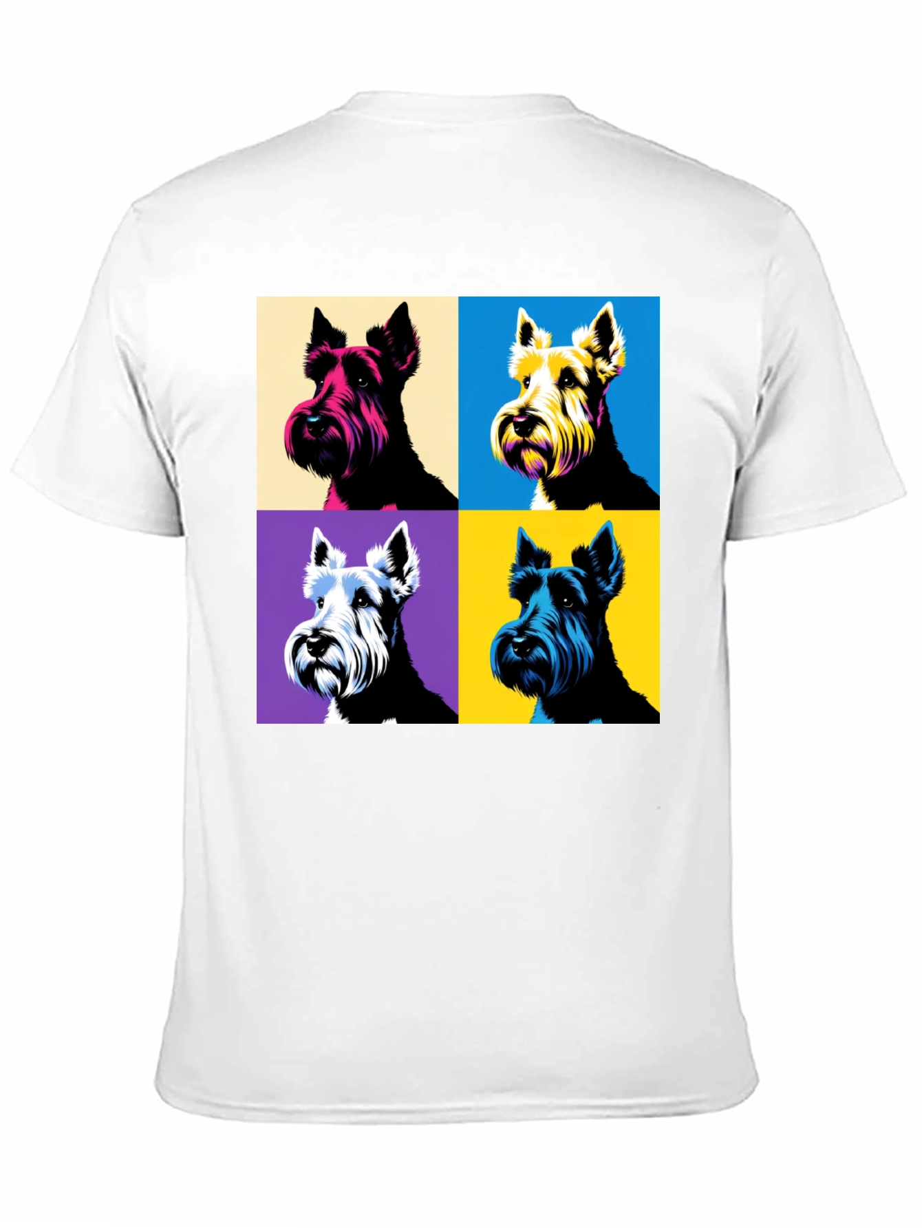 Pop Art Dog Print Black T-Shirt