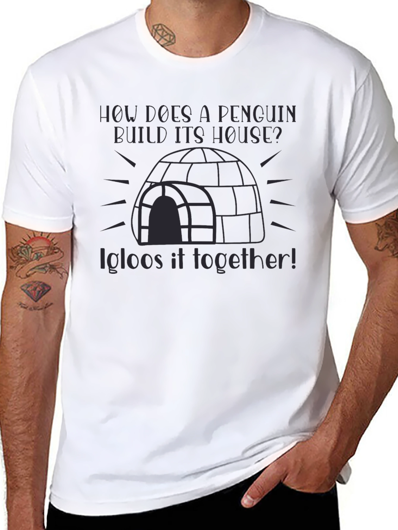 Penguin Igloo Pun T-Shirt - Funny Graphic Tee