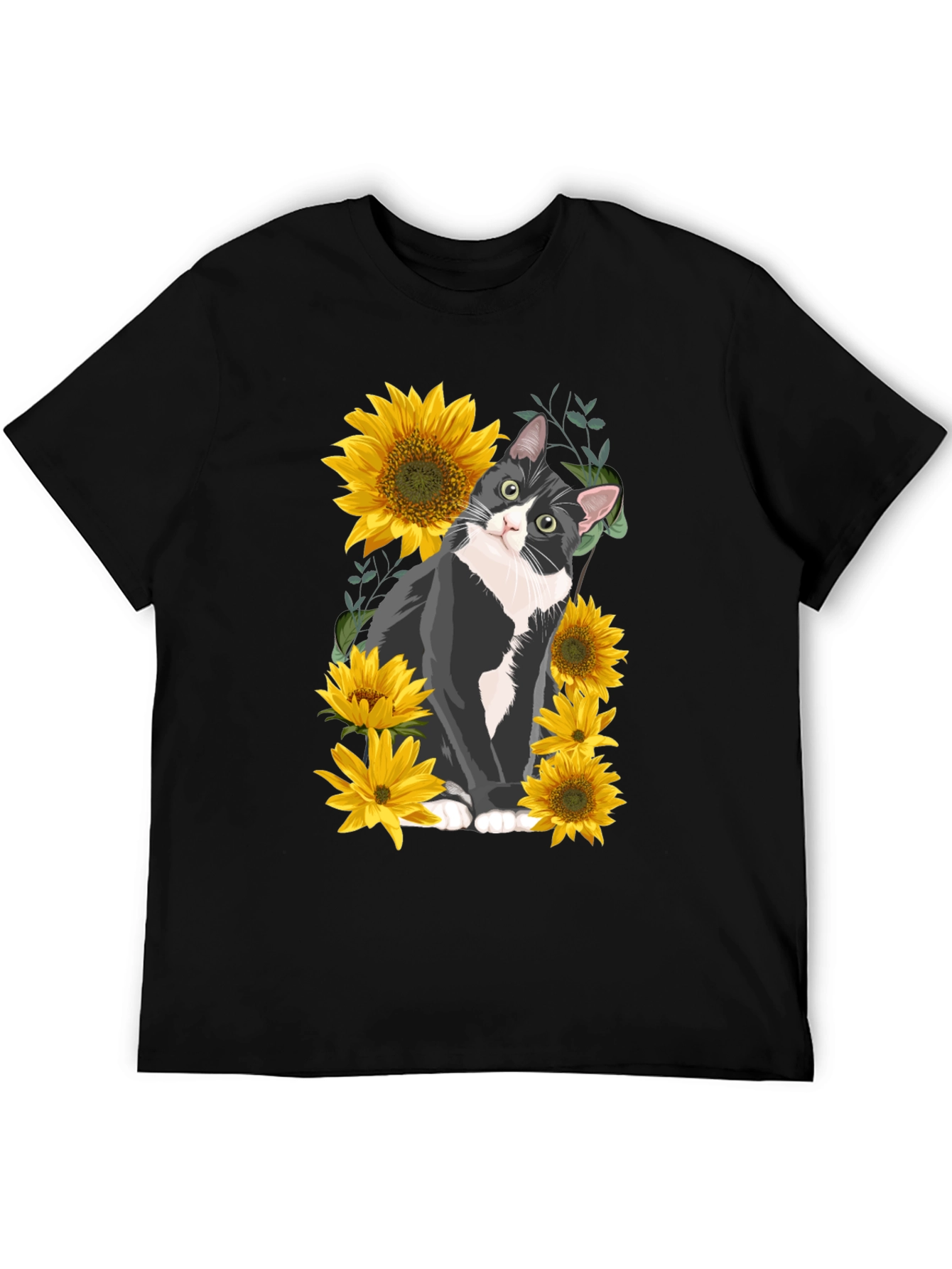 Cat and Sunflower Graphic Tee