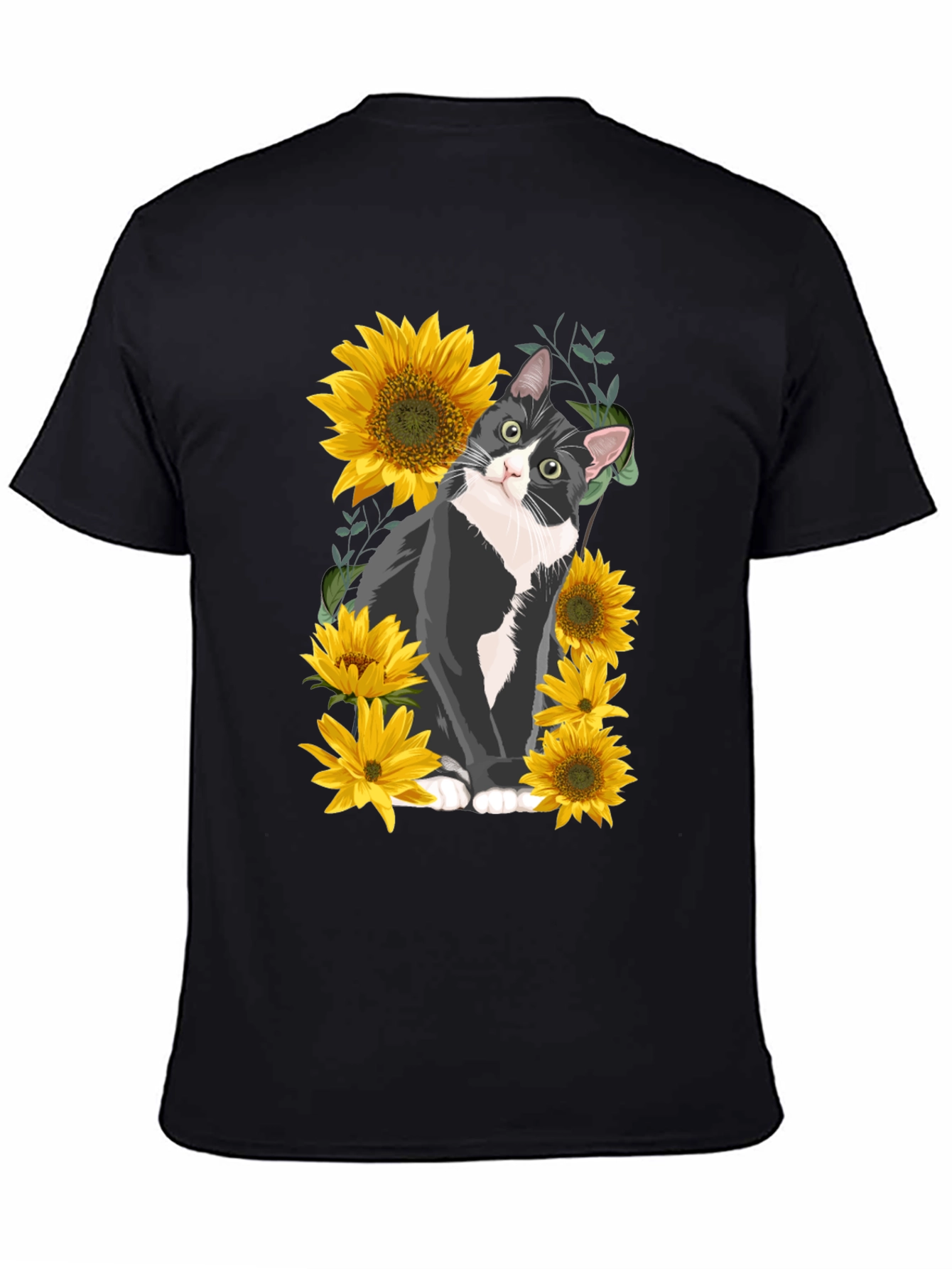 Cat and Sunflower Graphic Tee