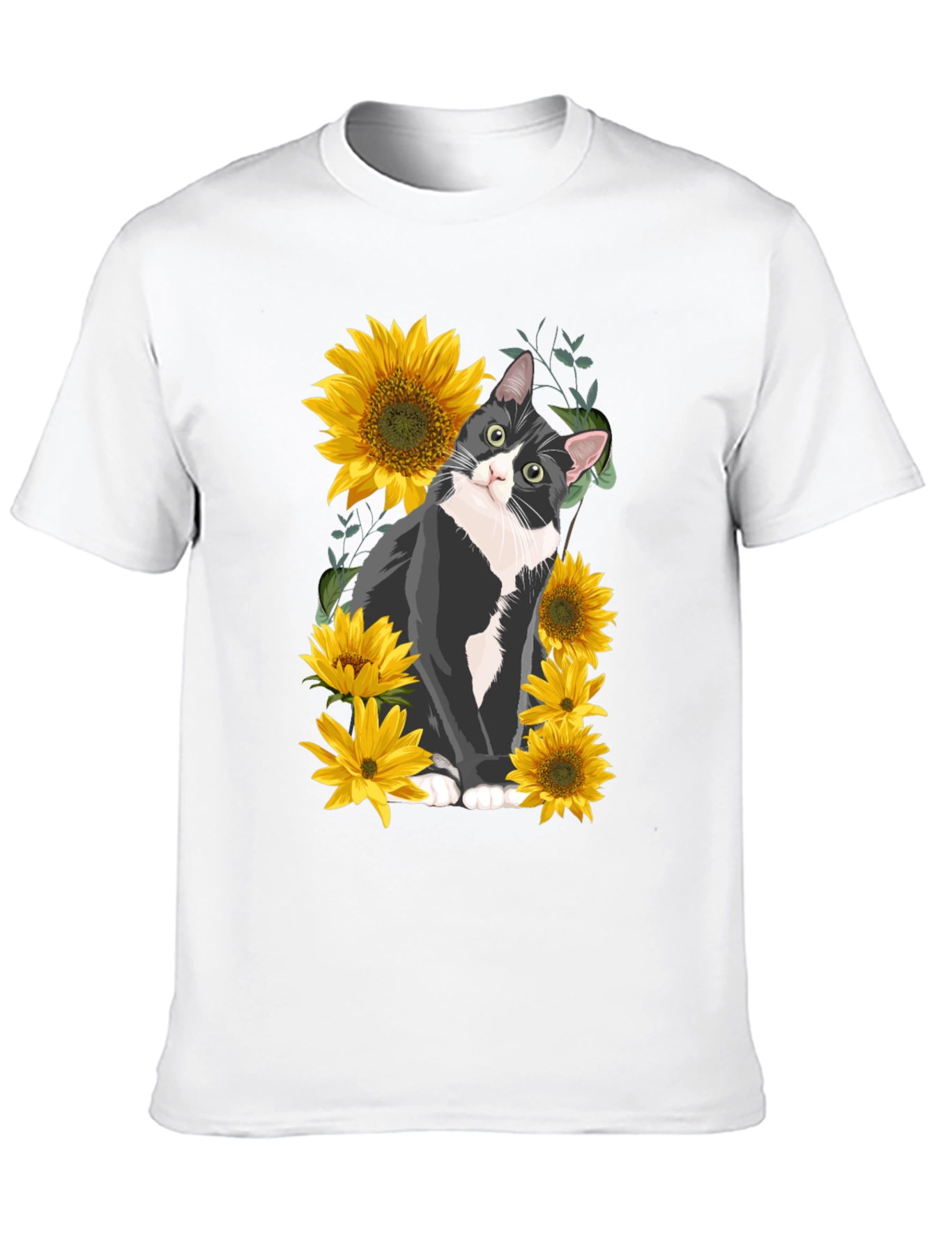 Cat and Sunflower Graphic Tee