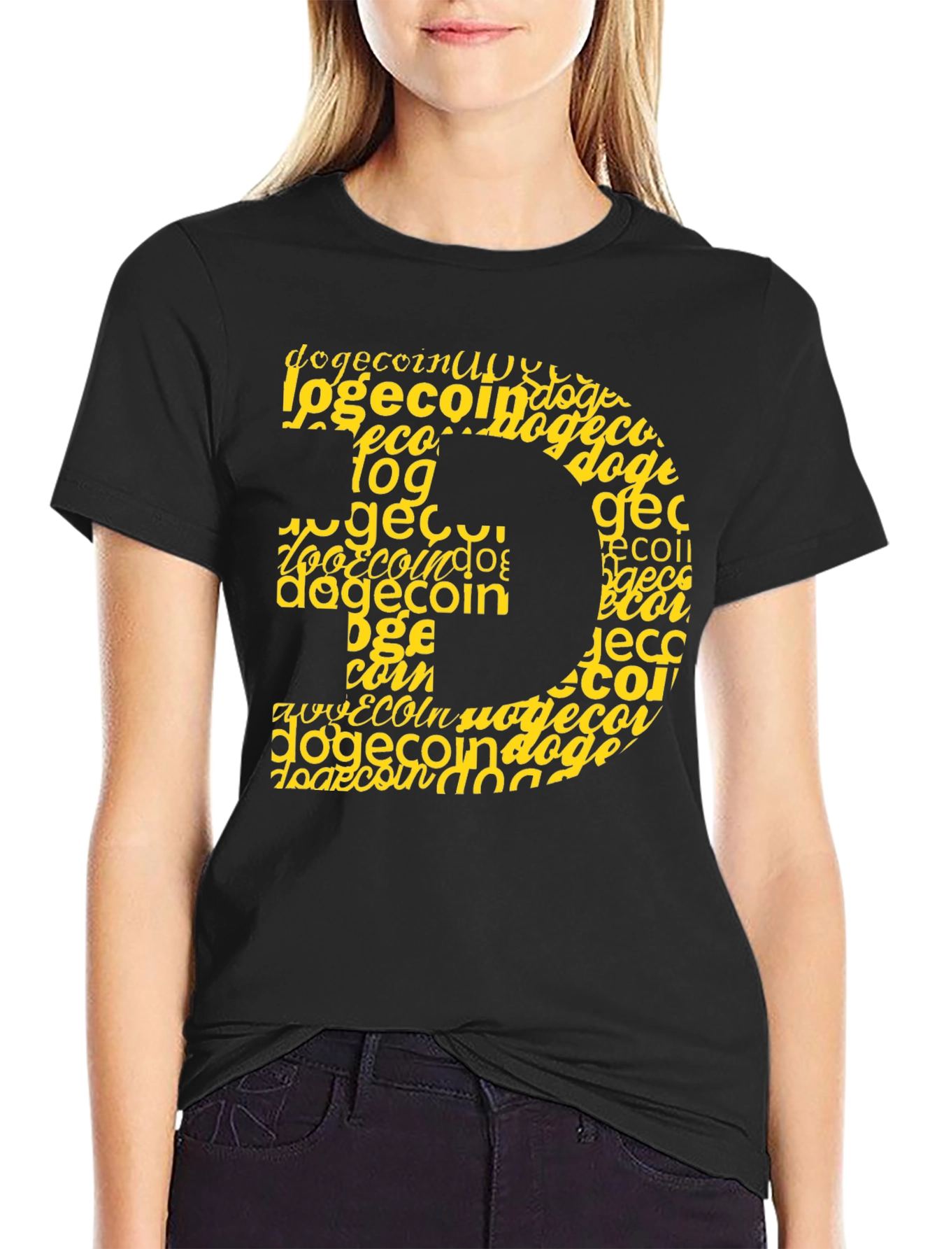 Dogecoin Crypto Graphic Tee - Black Cotton Blend