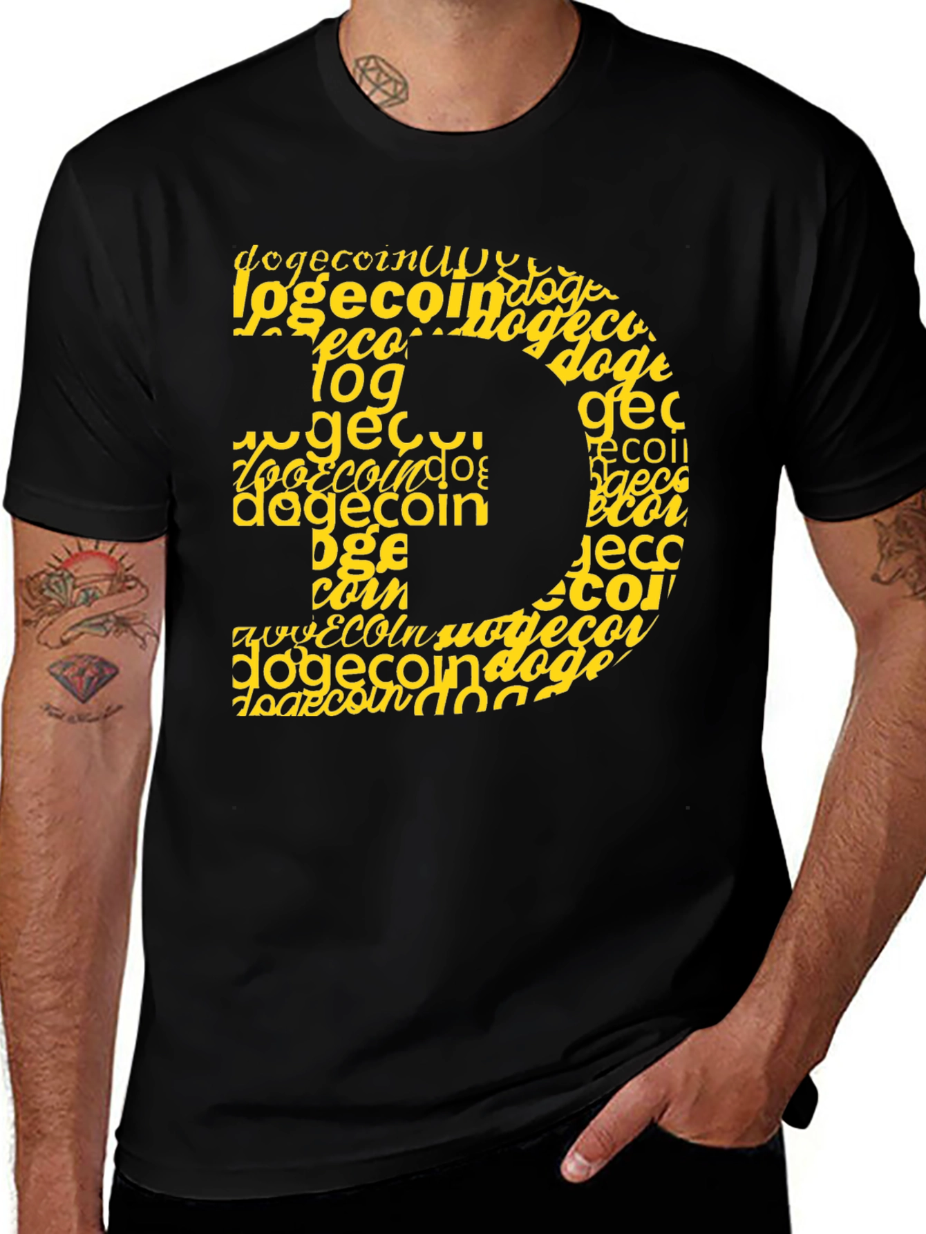 Dogecoin Crypto Graphic Tee - Black Cotton Blend