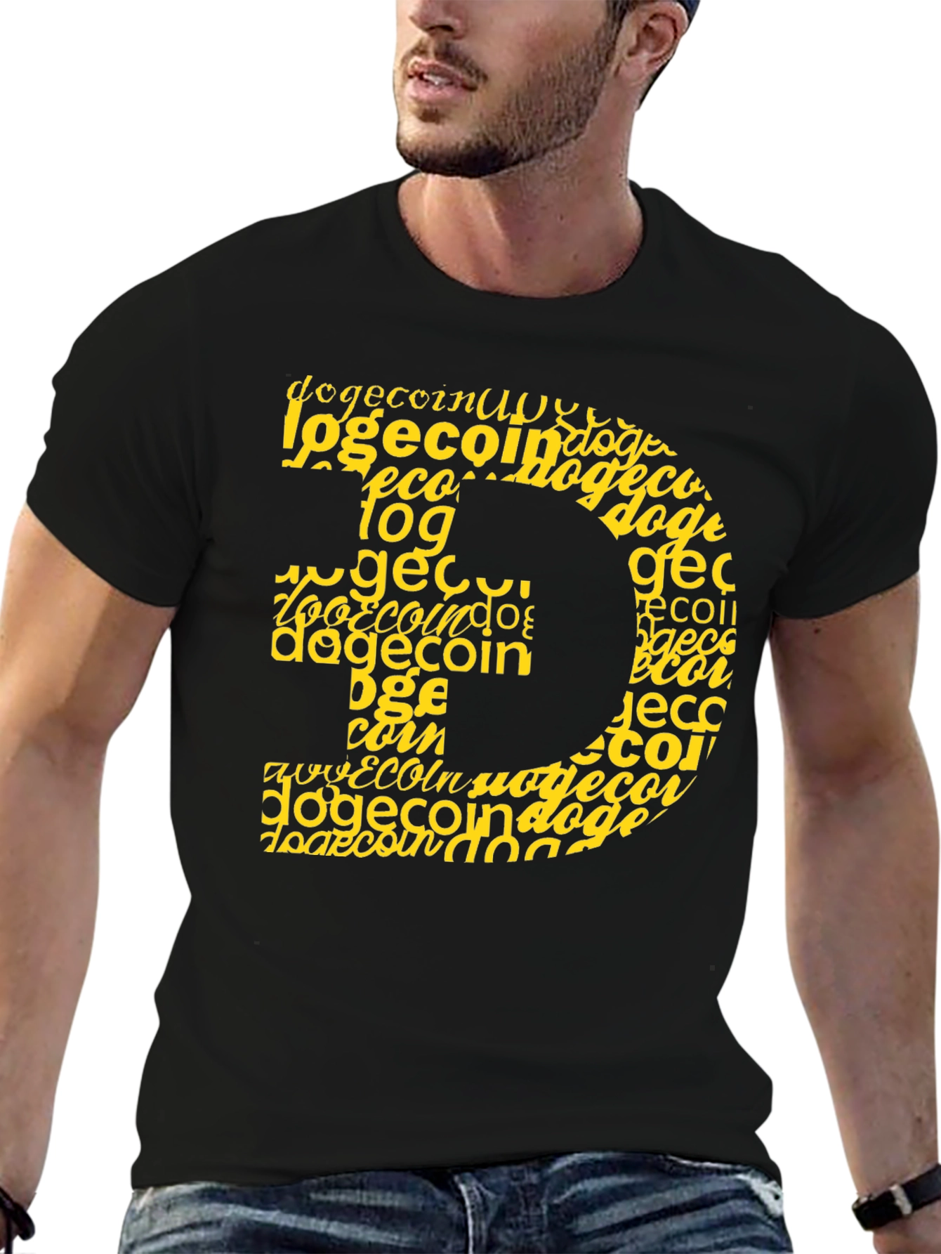 Dogecoin Crypto Graphic Tee - Black Cotton Blend
