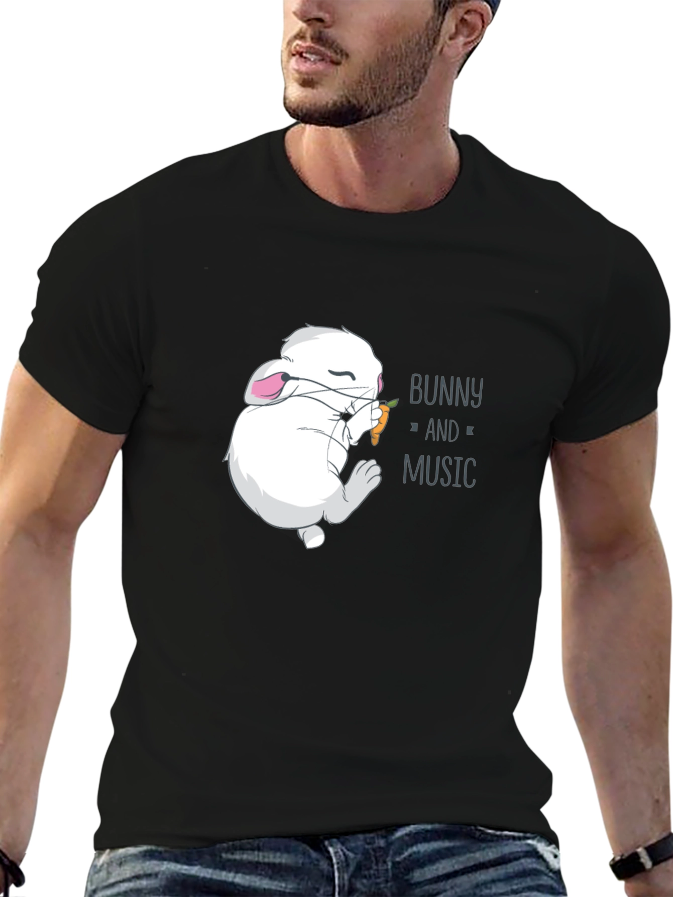 Bunny and Music Graphic T-Shirt - Unisex